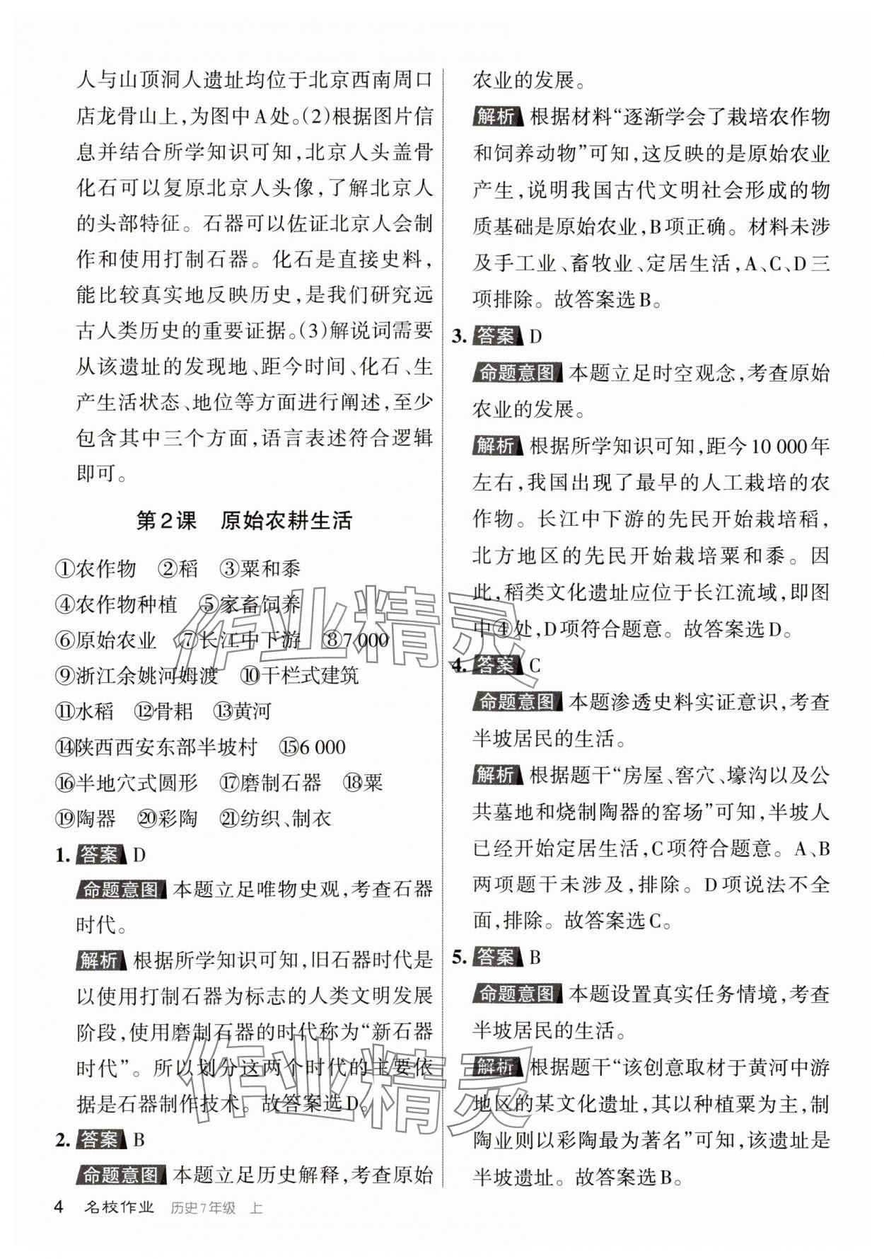 2023年名校作業(yè)七年級(jí)歷史上冊人教版 參考答案第3頁