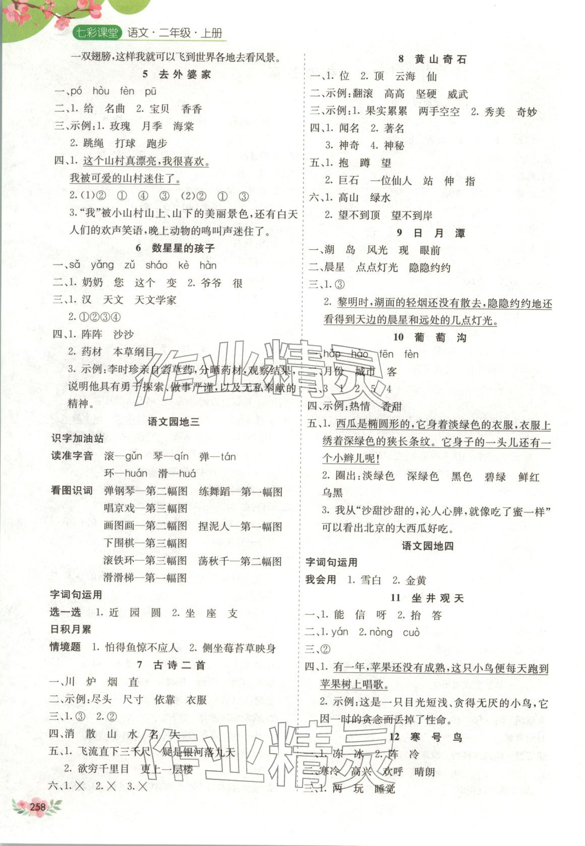 2025年七彩语文二年级语文上册人教版河北专版 参考答案第2页