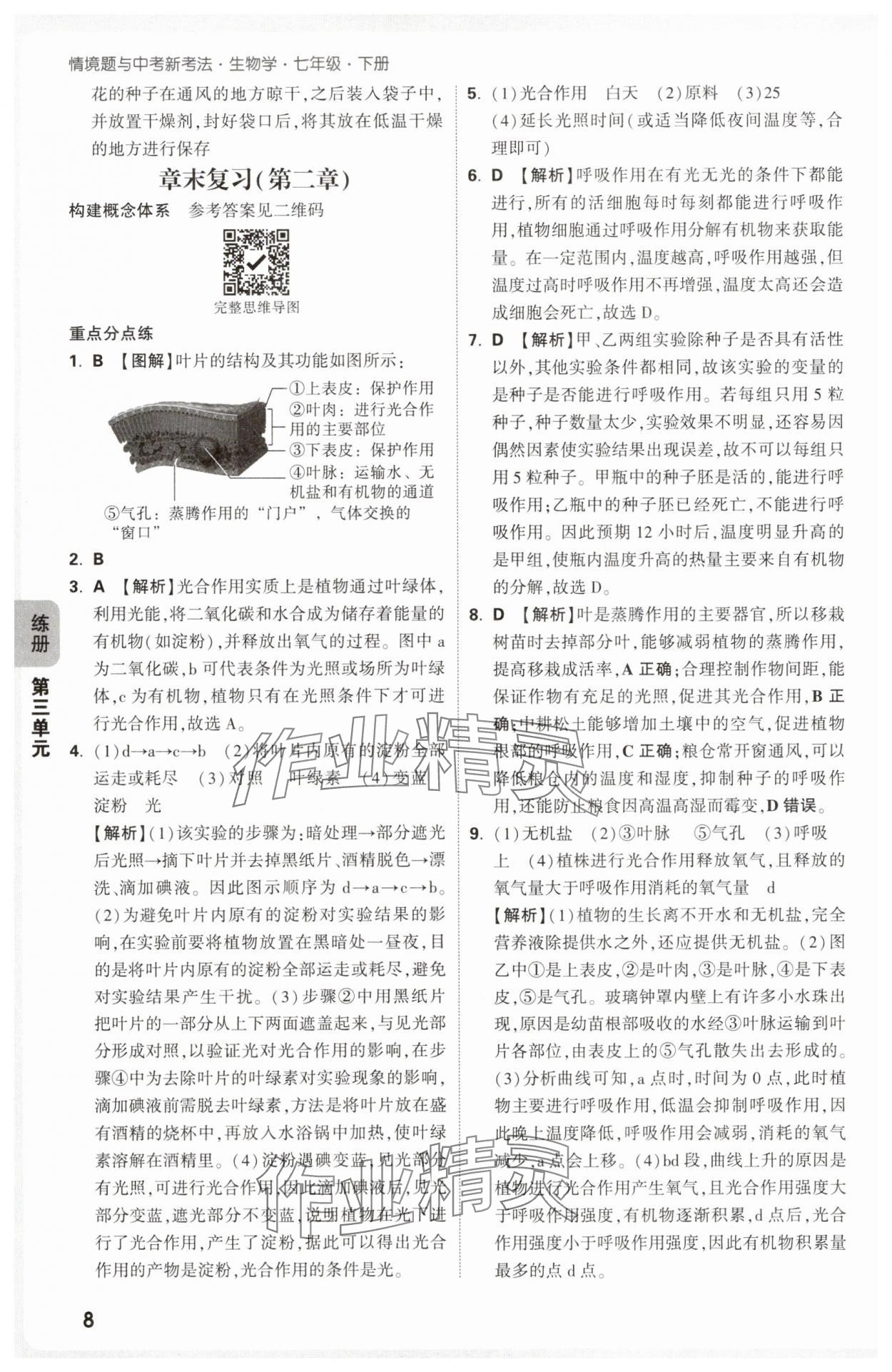 2025年萬唯中考情境題七年級生物下冊人教版 第8頁