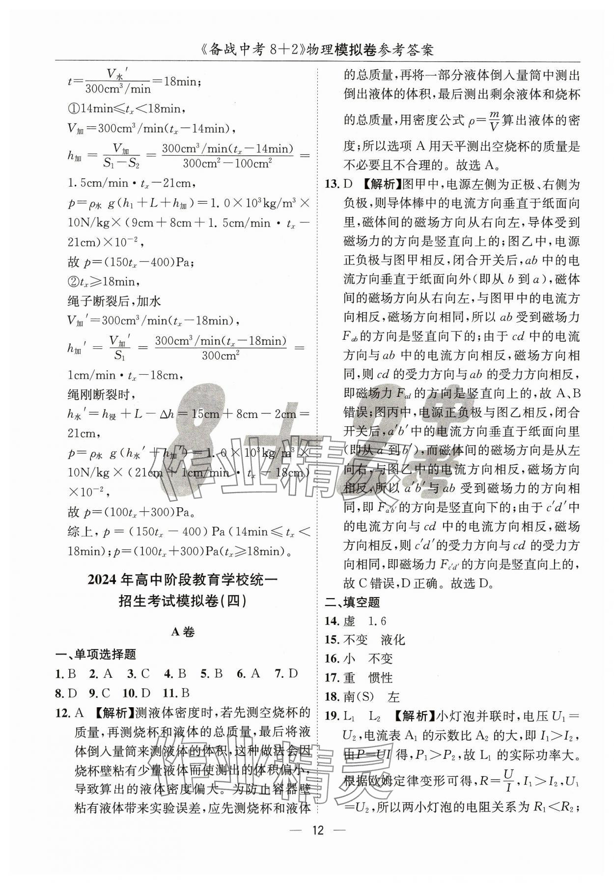 2024年中考密卷8+2物理&nbsp;第12页