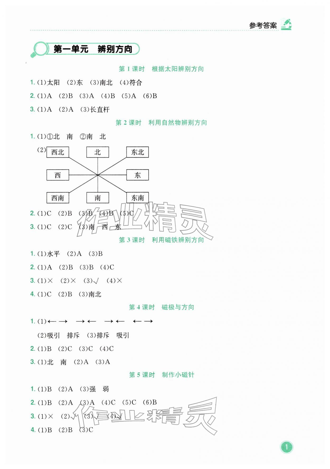 2026年黄冈小状元作业本三年级科学下册教科版&nbsp;第1页