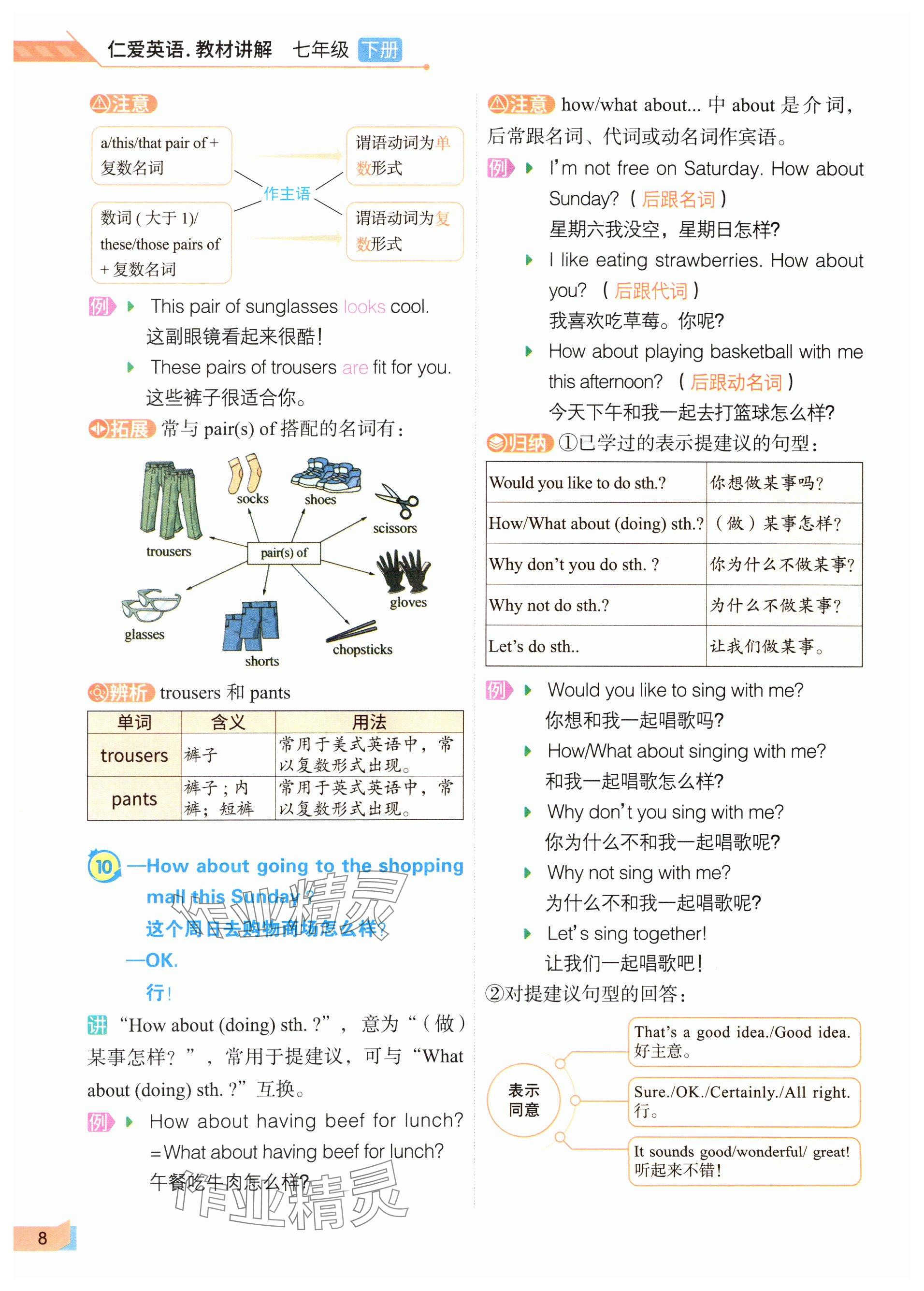 2025年教材課本七年級英語下冊仁愛版 參考答案第8頁