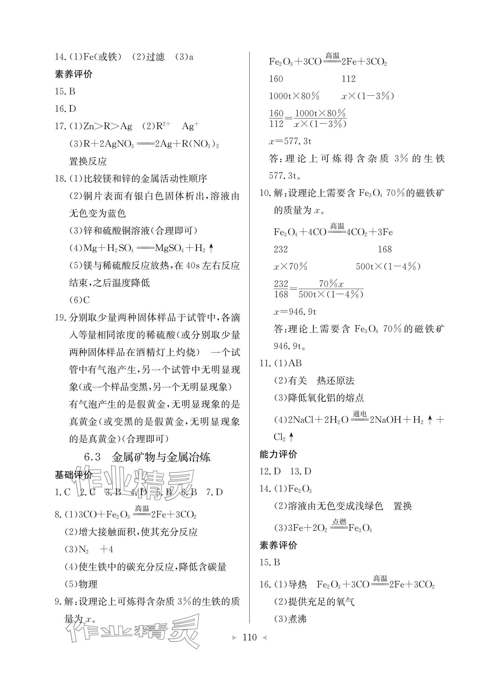 2025年配套綜合練習(xí)甘肅九年級化學(xué)下冊科粵版 參考答案第2頁
