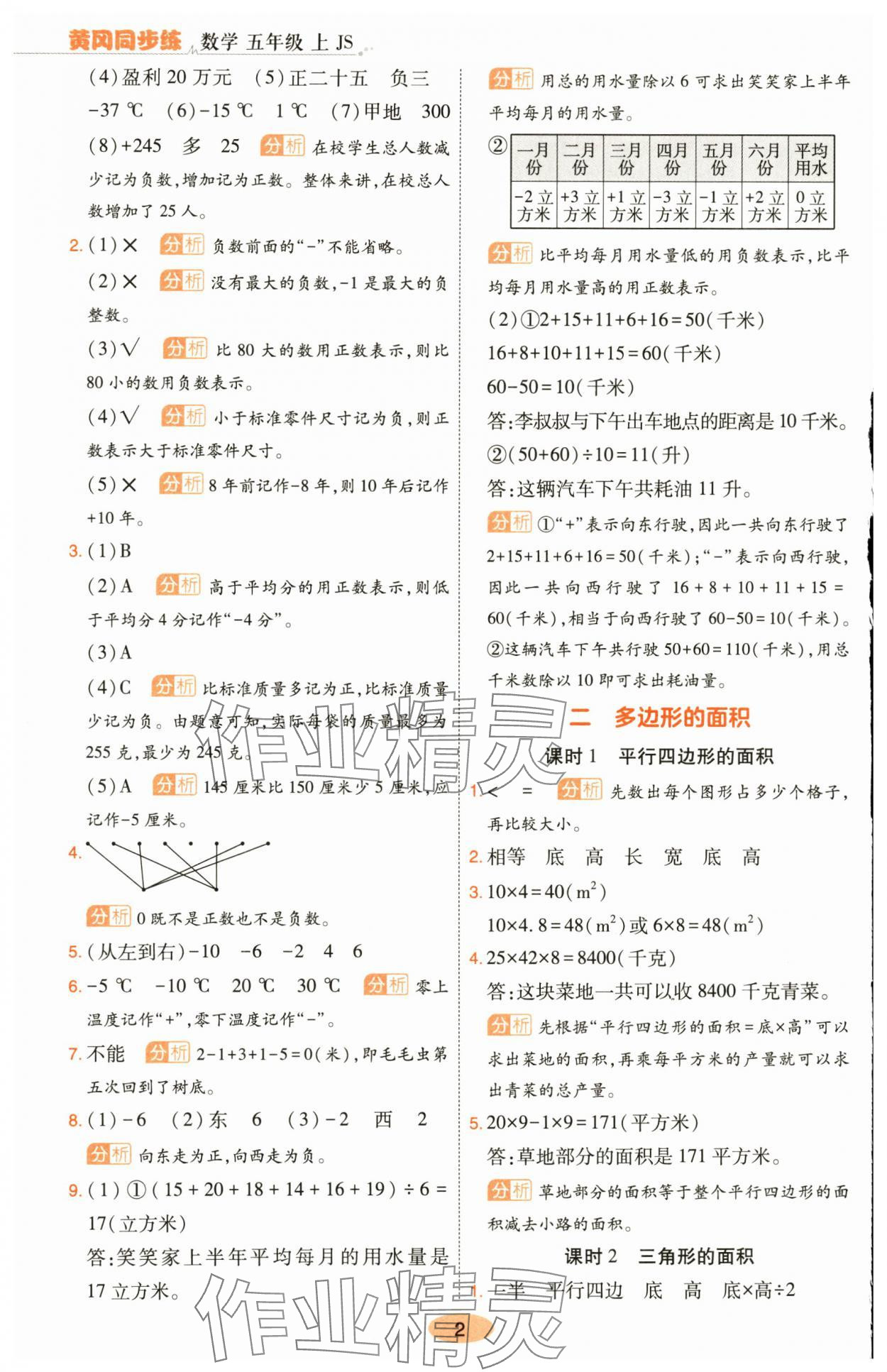 2025年黄冈同步练一日一练五年级数学上册苏教版 参考答案第2页