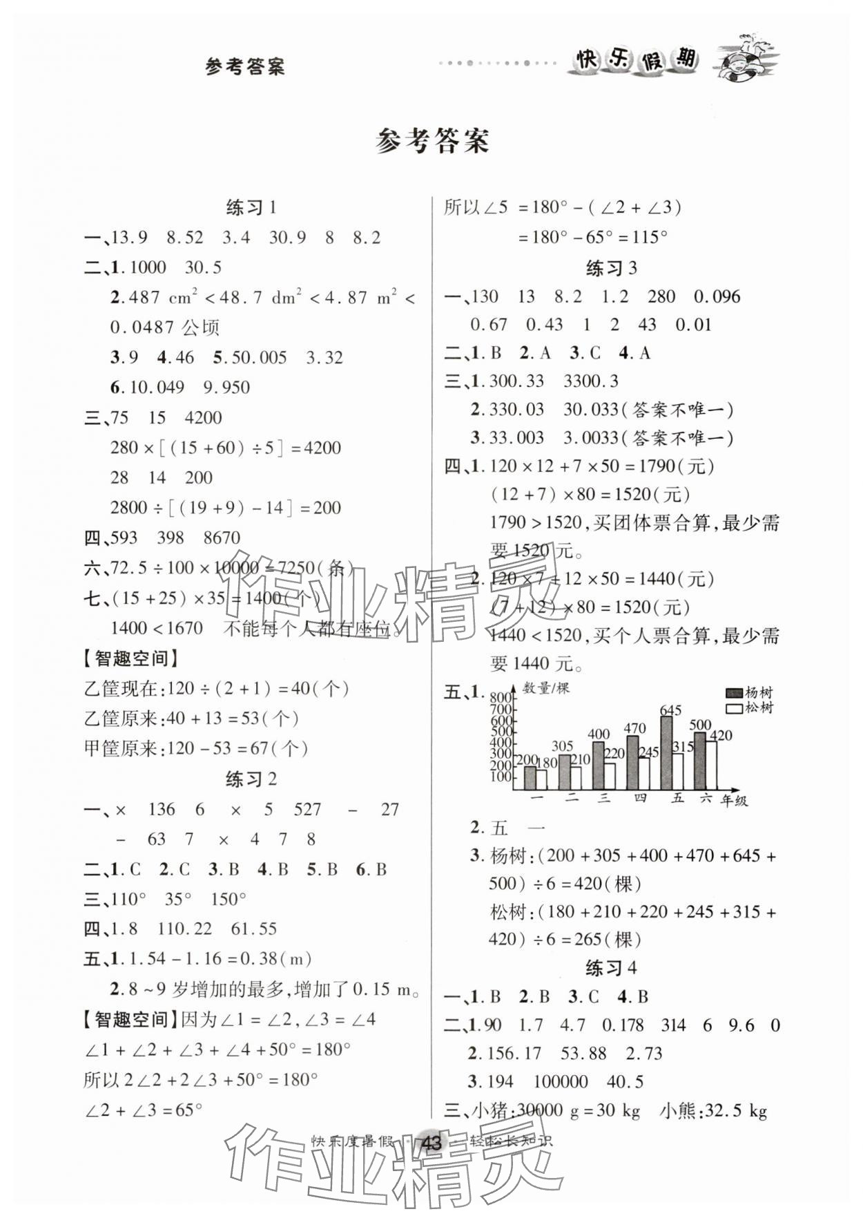 2025年文涛书业假期作业快乐暑假四年级数学人教版 第1页