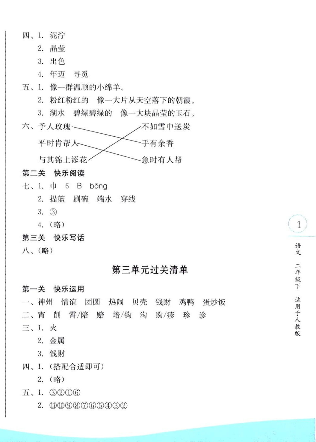 2024年過(guò)關(guān)清單四川教育出版社二年級(jí)語(yǔ)文下冊(cè)人教版 第2頁(yè)