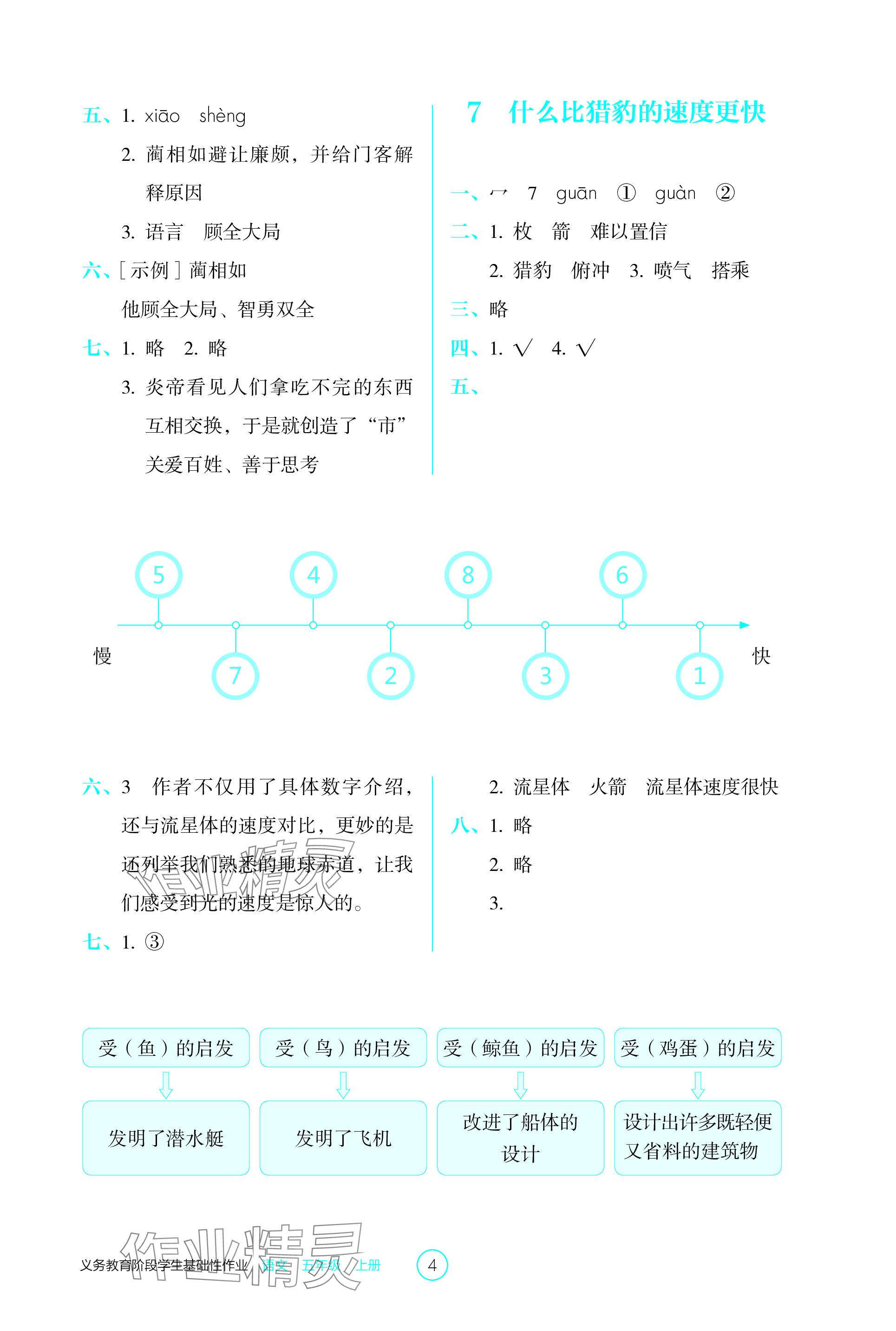 2023年學生基礎(chǔ)性作業(yè)五年級語文上冊人教版 參考答案第4頁