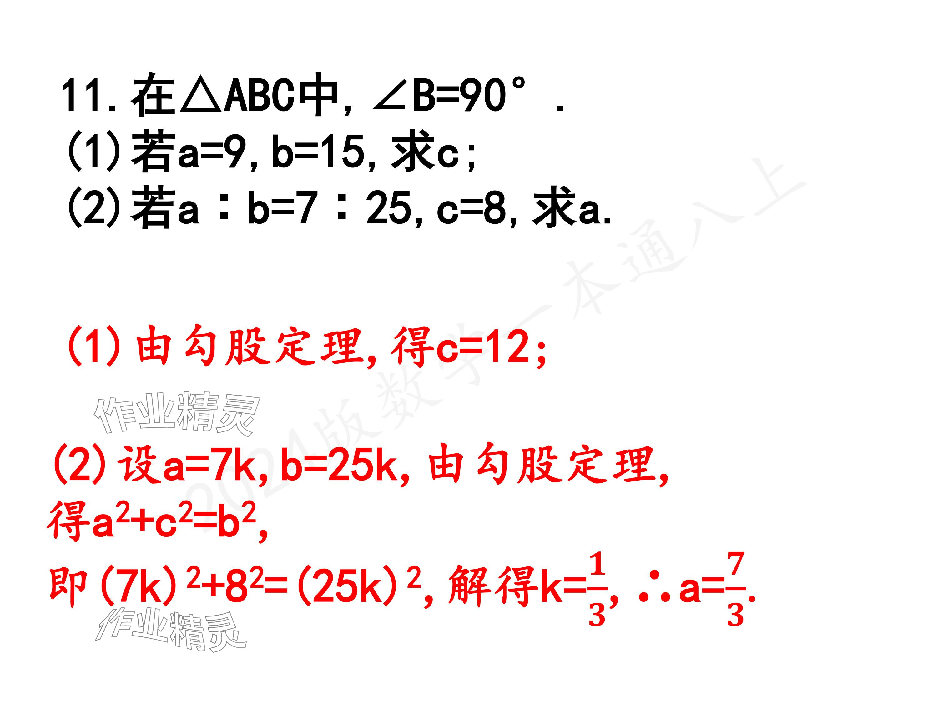 2024年一本通武漢出版社八年級(jí)數(shù)學(xué)上冊(cè)北師大版核心板 參考答案第9頁