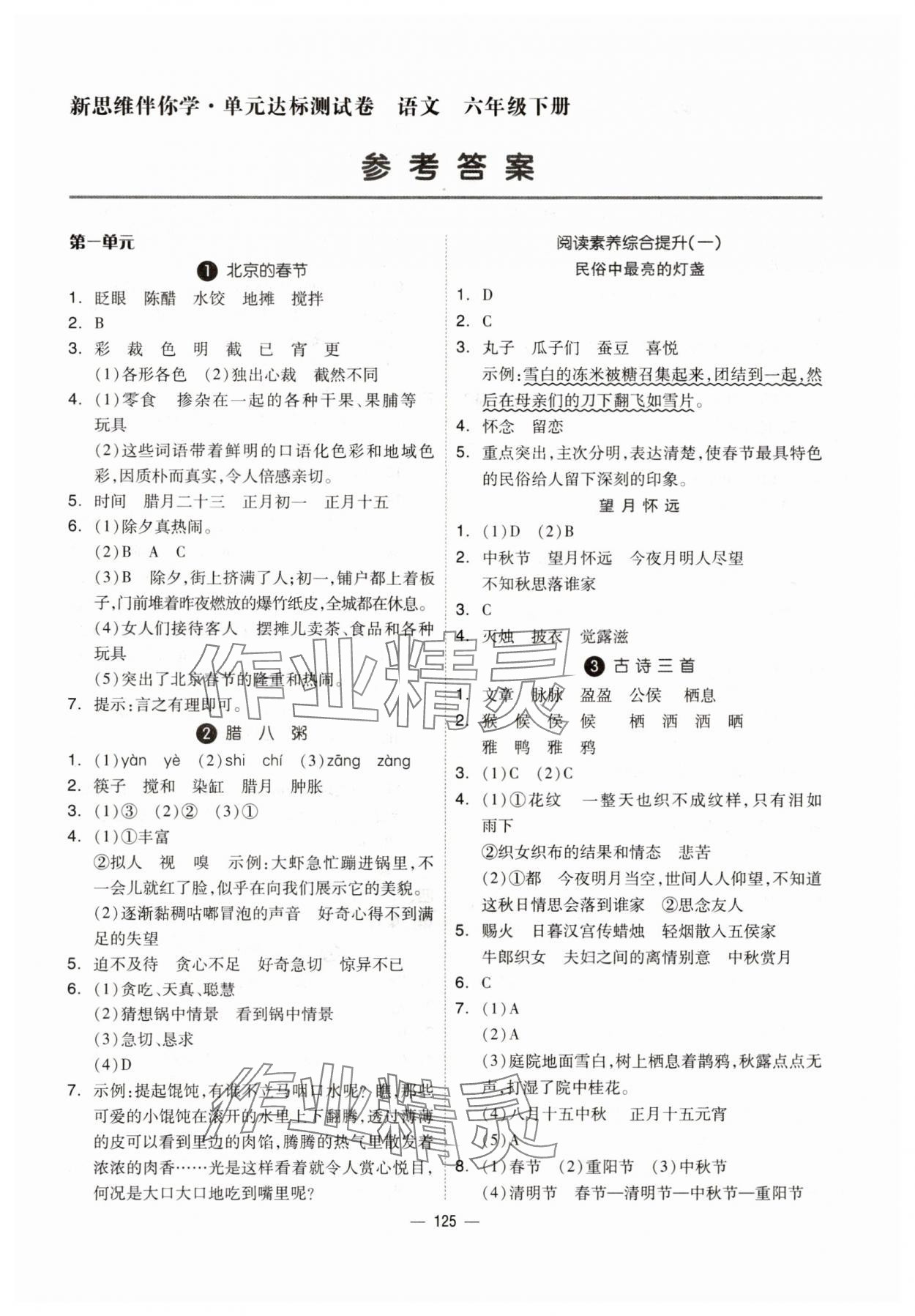2025年新思維伴你學(xué)六年級(jí)語(yǔ)文下冊(cè)人教版 第1頁(yè)