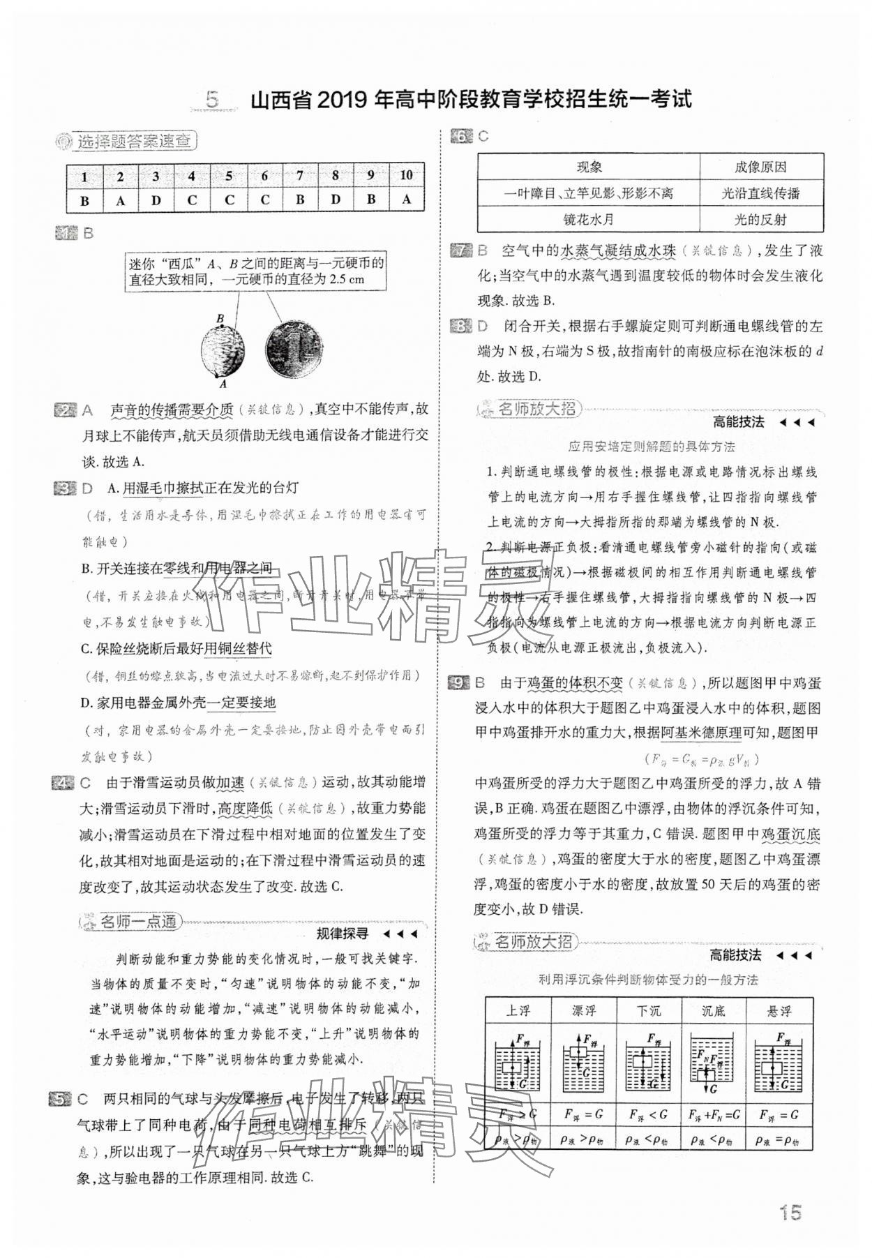 2024年金考卷中考45套匯編物理山西專版 參考答案第15頁