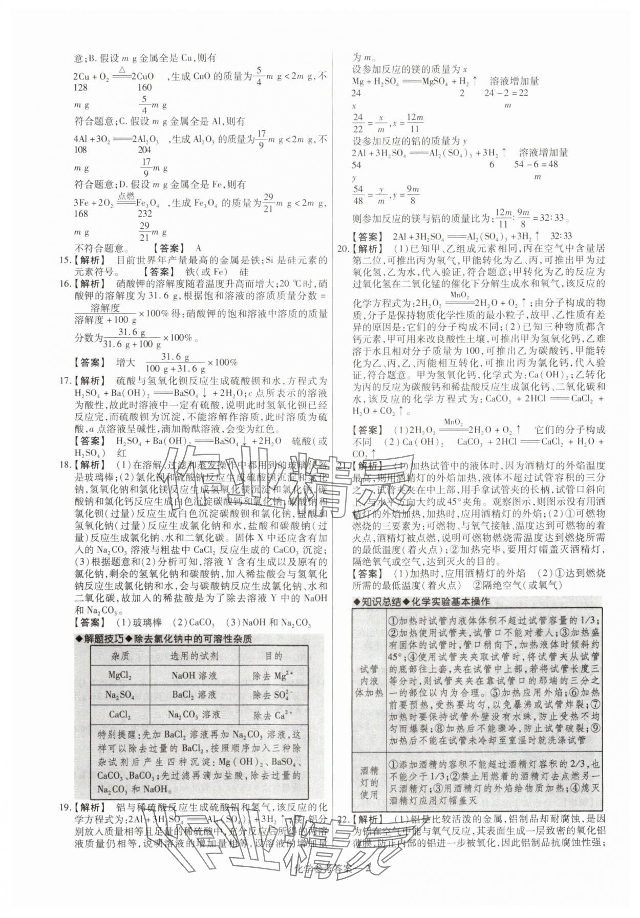 2025年澤睿文化真題匯編卷化學(xué)河南專版 參考答案第2頁(yè)