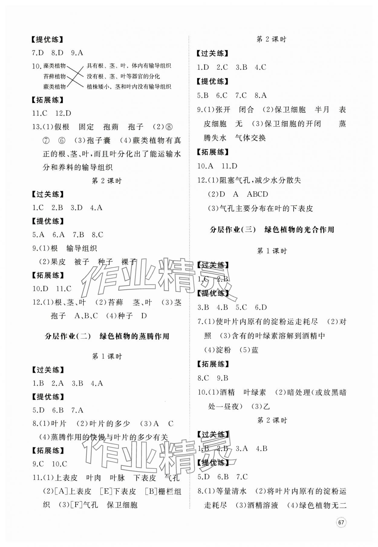 2023年精練課堂分層作業(yè)七年級生物上冊人教版臨沂專版 第3頁