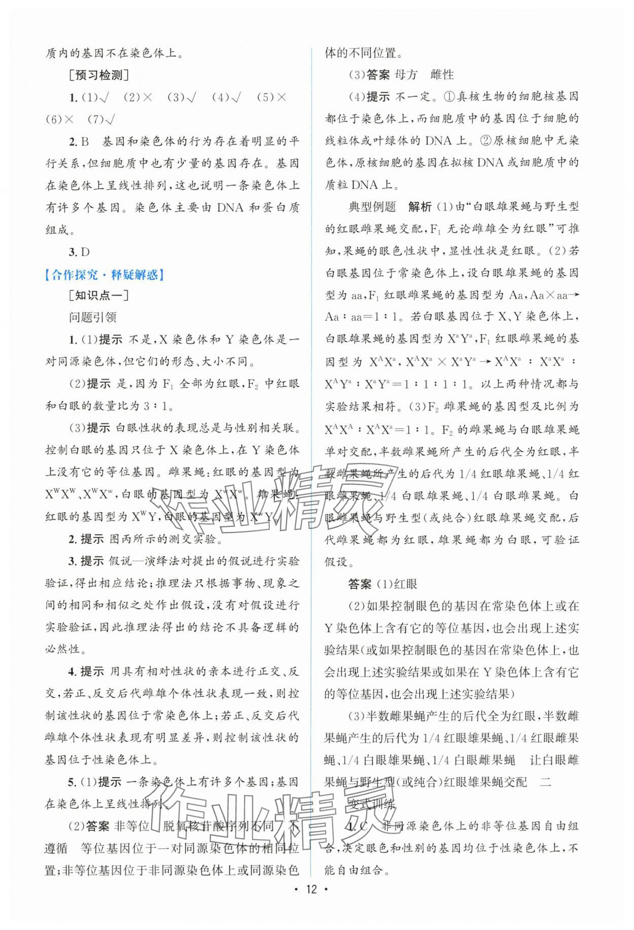 2025年高中同步測控優(yōu)化設(shè)計高中生物必修2人教版增強(qiáng)版 參考答案第11頁