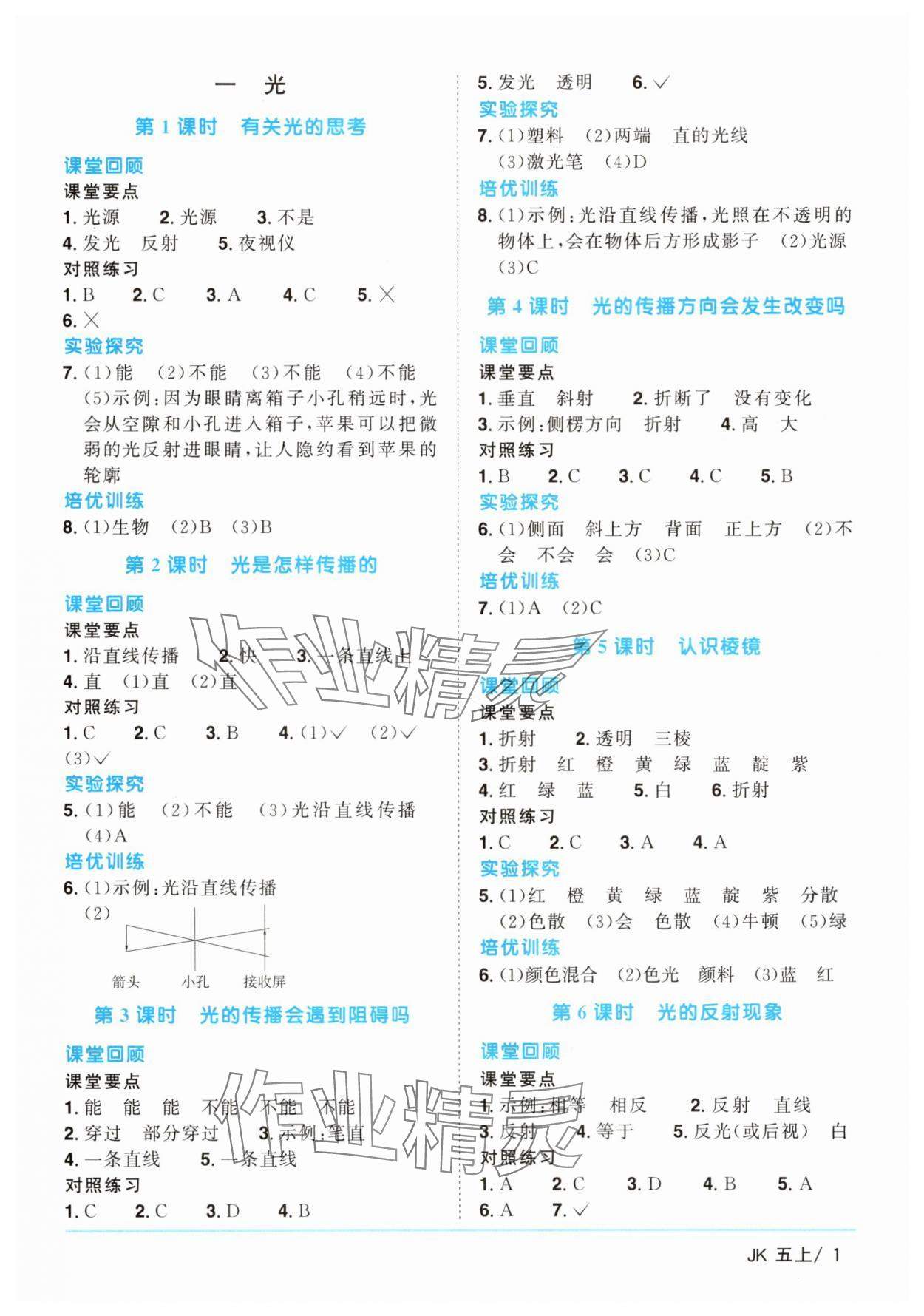 2025年阳光同学课时优化作业五年级科学上册教科版 第1页