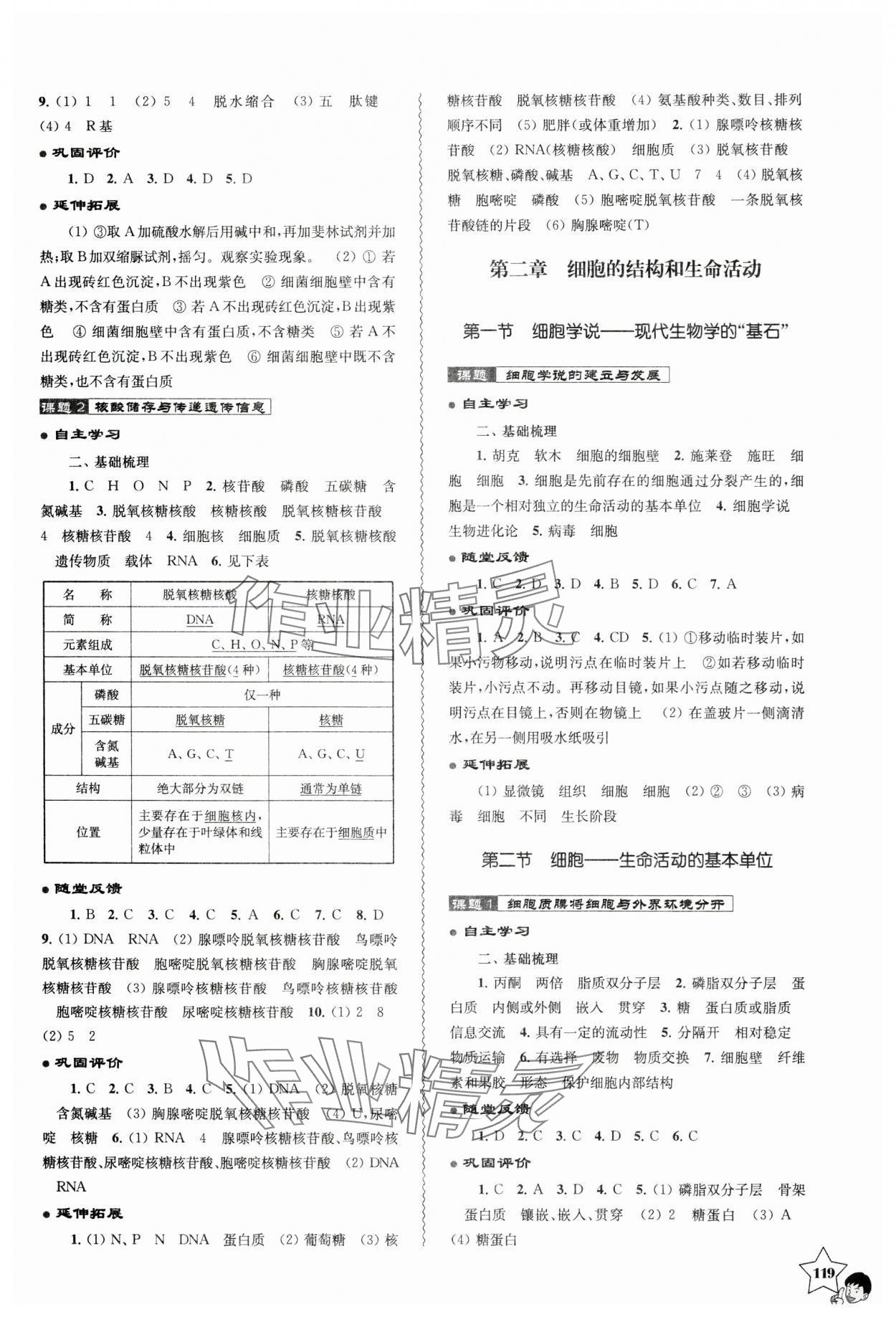 2024年學(xué)習(xí)與評(píng)價(jià)江蘇教育出版社高中生物必修1分子與細(xì)胞蘇教版 參考答案第2頁(yè)