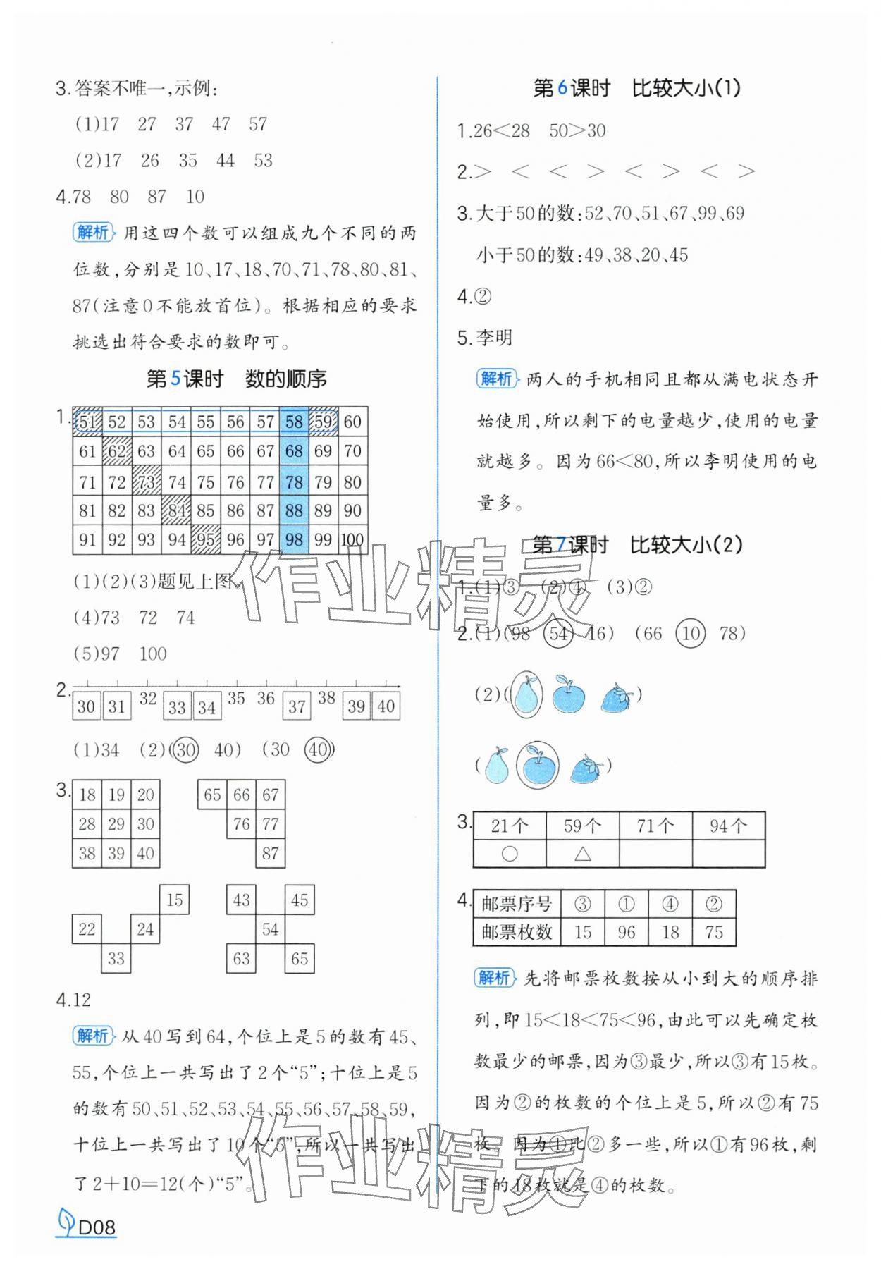 2025年一本同步訓練一年級數學下冊人教版浙江專版 參考答案第8頁