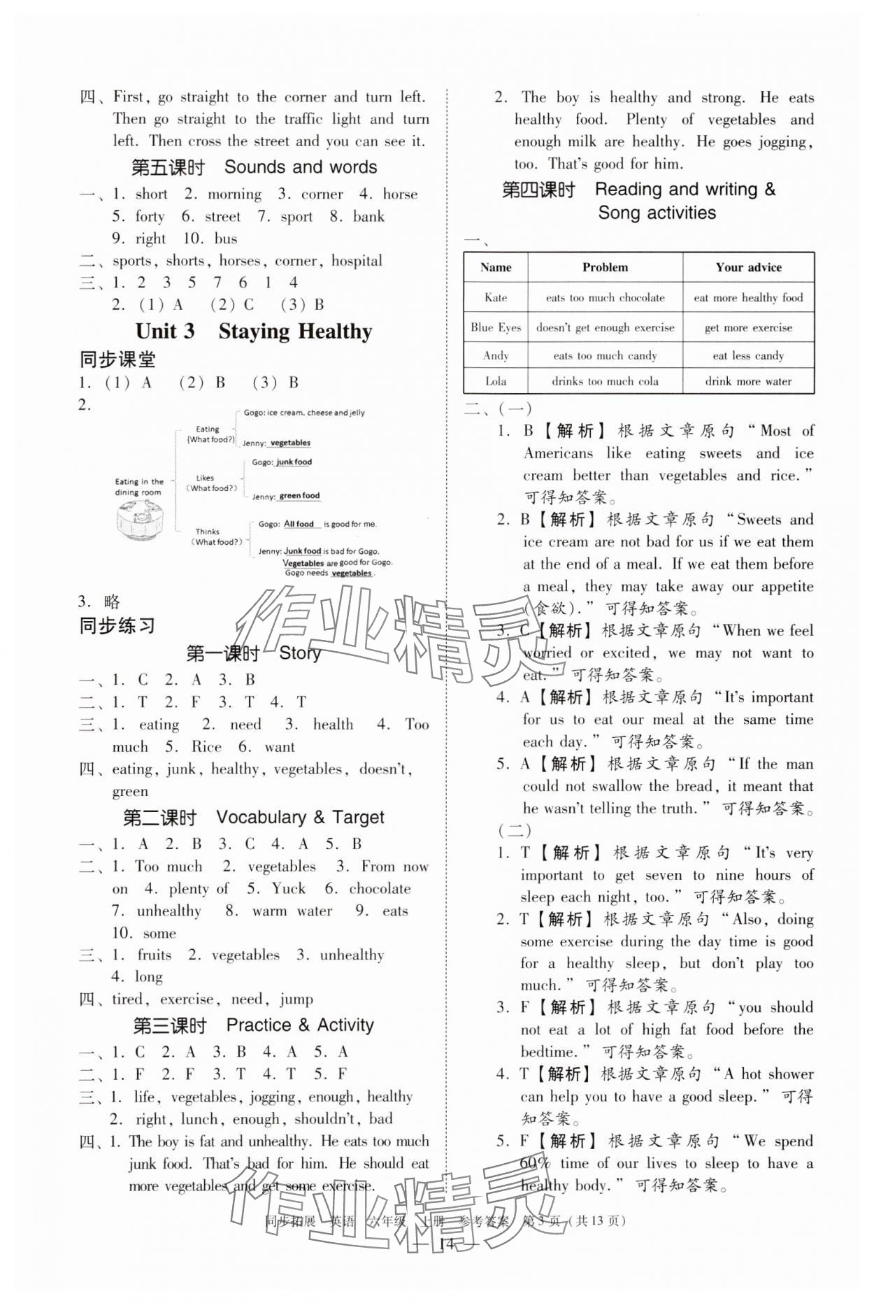 2023年同步拓展六年級英語上冊粵人版 參考答案第3頁