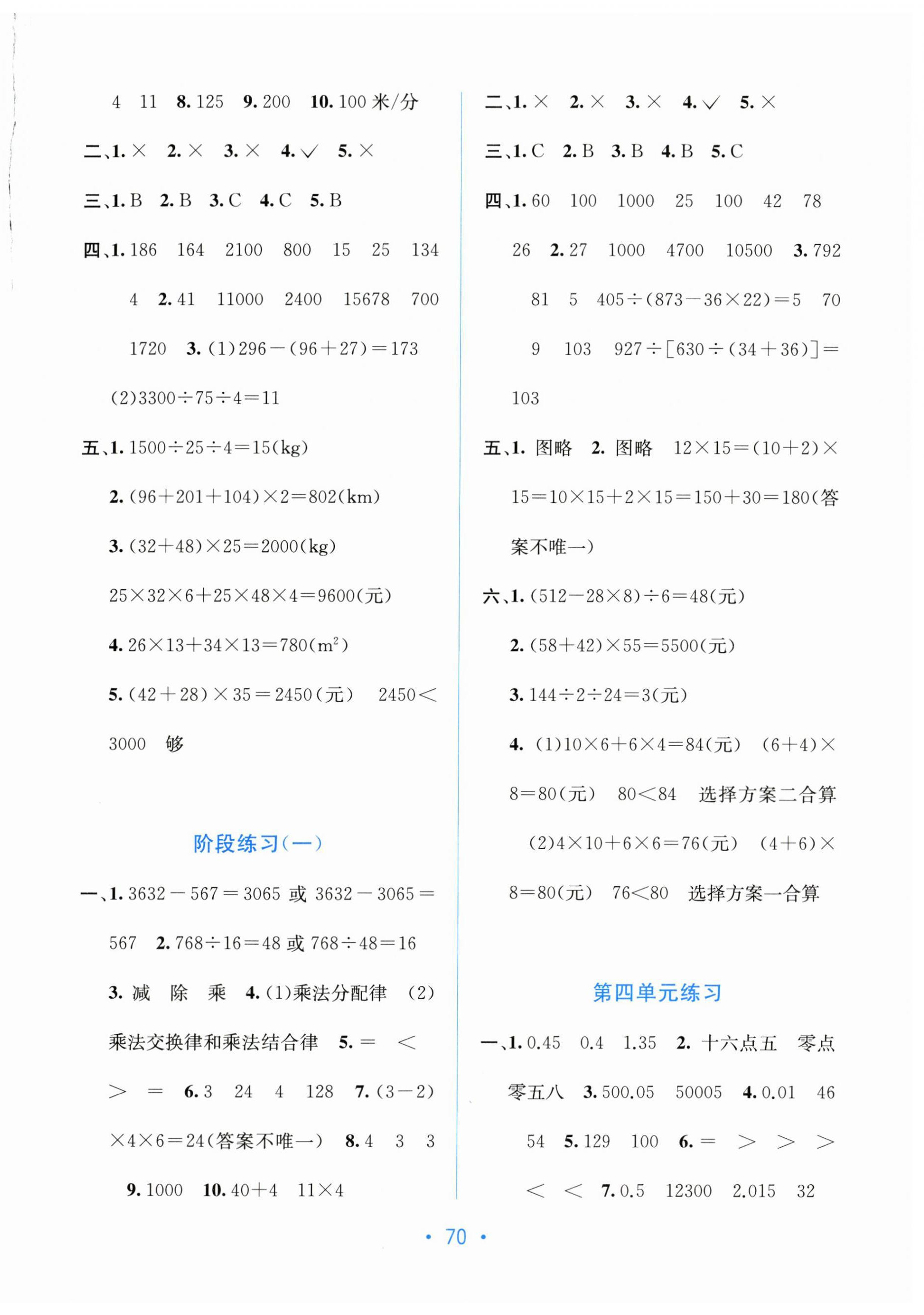 2024年全程檢測單元測試卷四年級數(shù)學(xué)下冊人教版A 第2頁