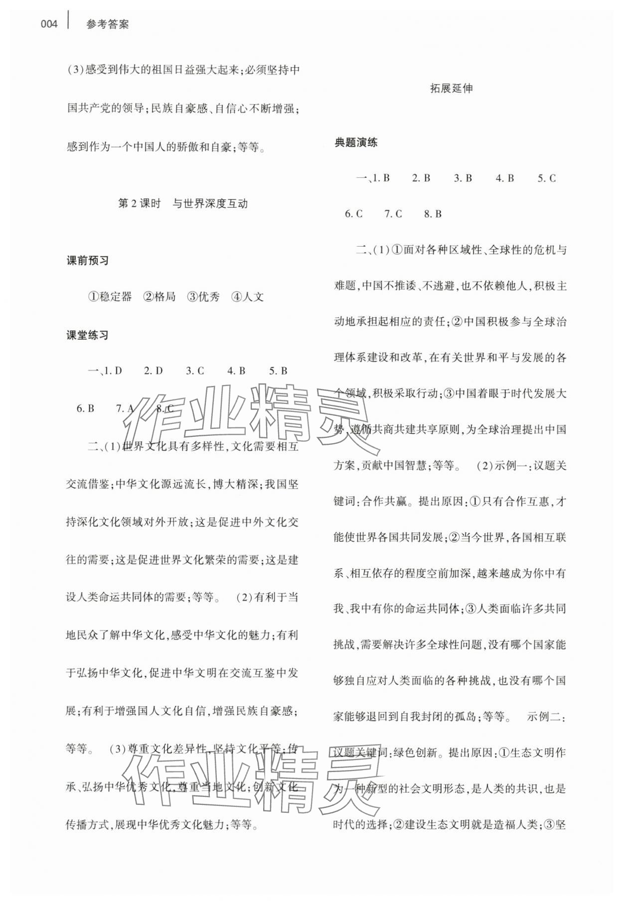 2024年基礎訓練大象出版社九年級道德與法治下冊人教版 參考答案第4頁