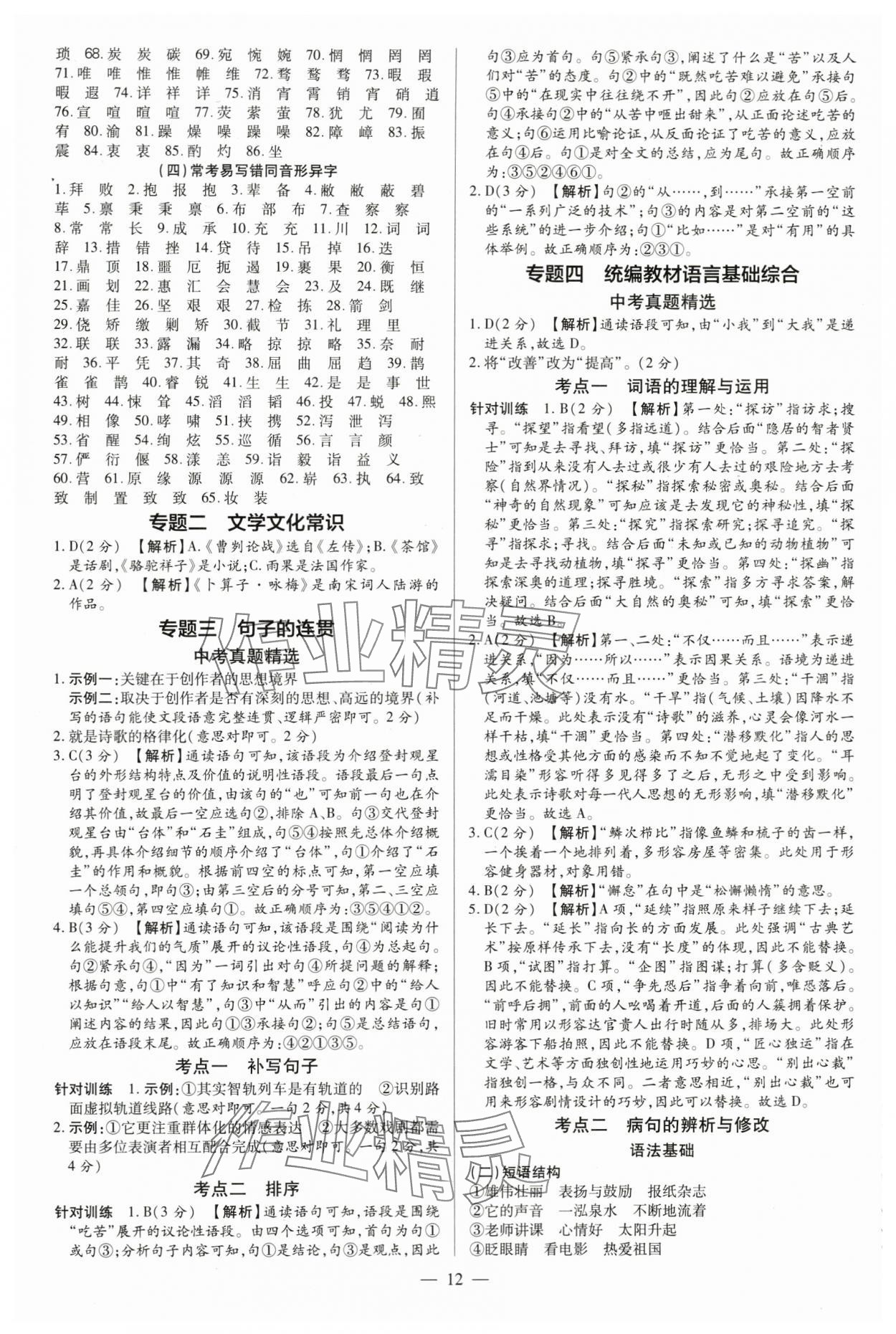 2024年領(lǐng)跑中考語文河南專版 第12頁