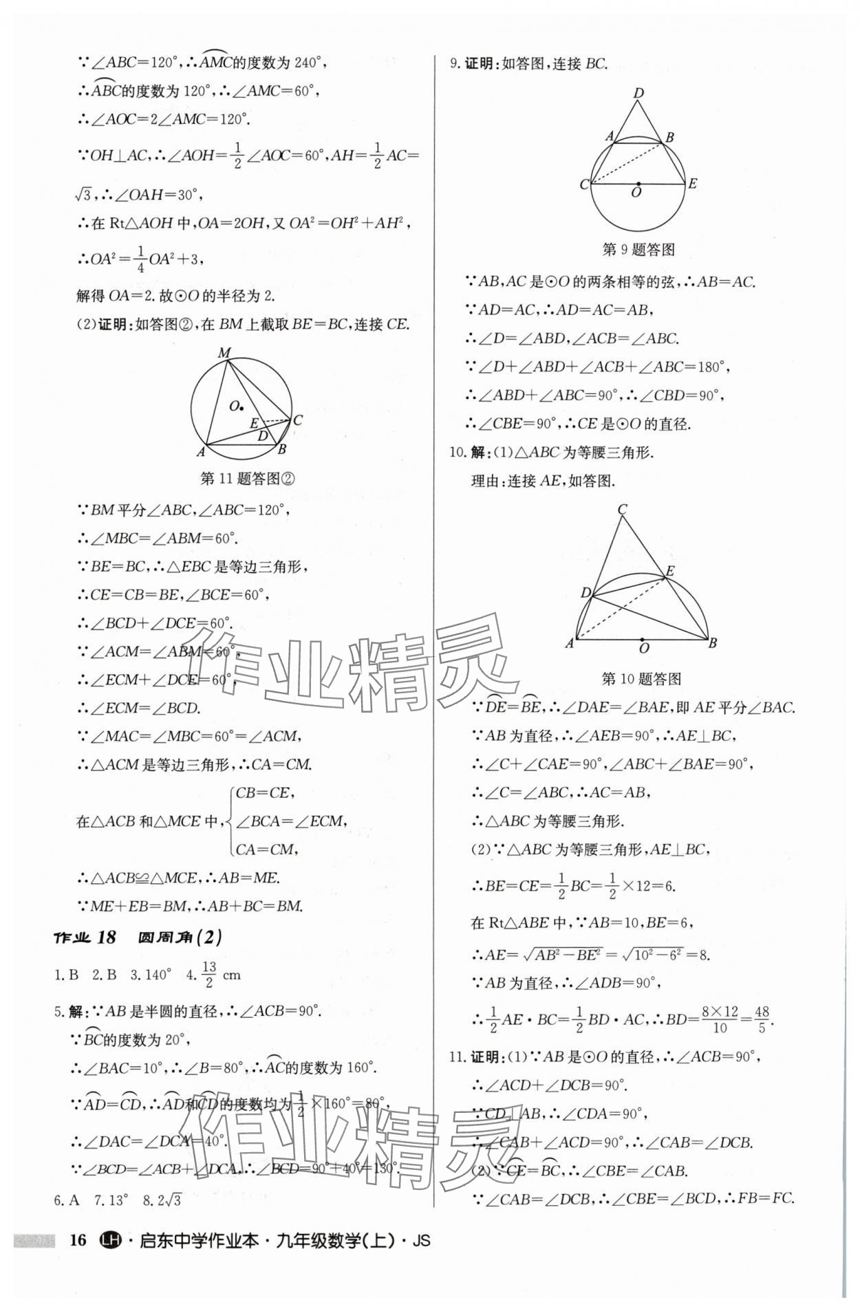 2024年启东中学作业本九年级数学上册苏科版连淮专版 第16页