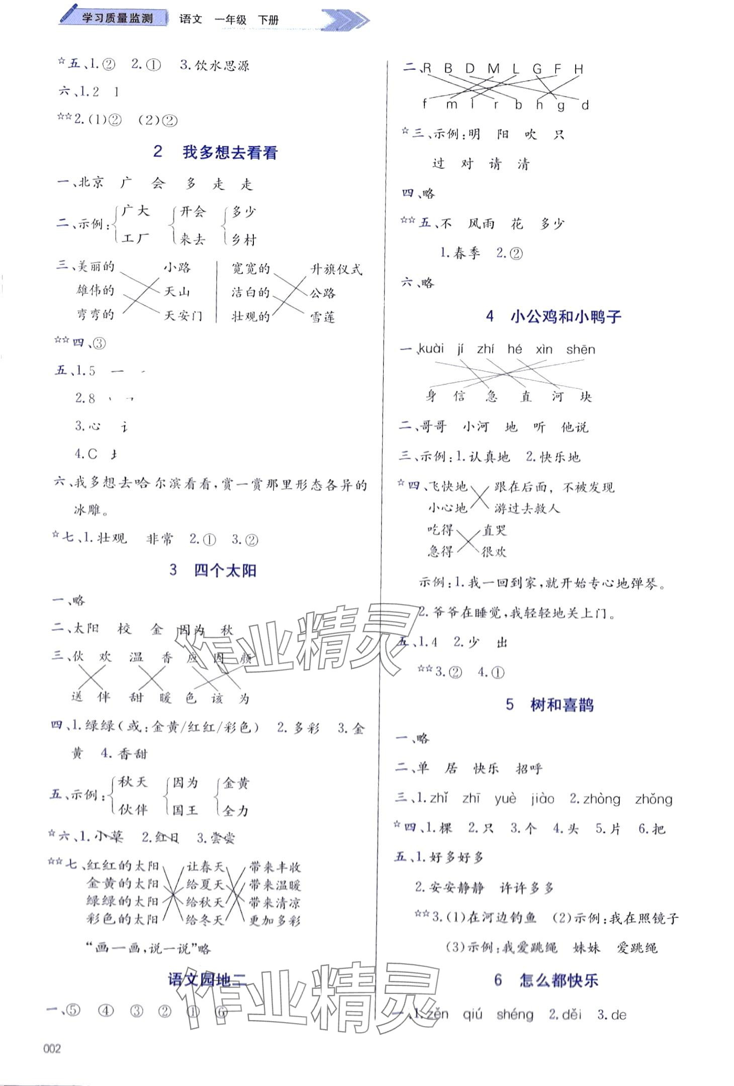 2024年学习质量监测一年级语文下册人教版 第2页