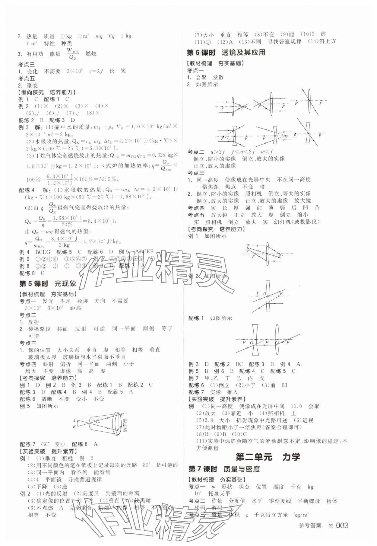 2025年全品中考復(fù)習(xí)方案物理內(nèi)蒙古專版 參考答案第2頁