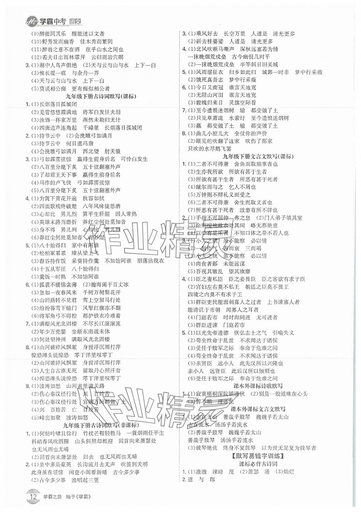 2025年翰庭學霸語文中考廣東專版 參考答案第11頁