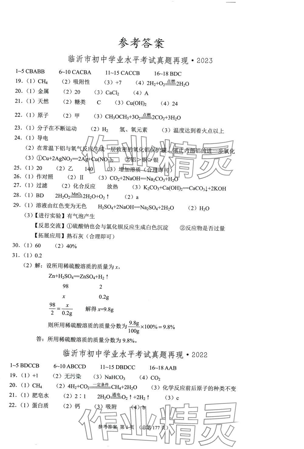 2024年中考超级模拟中考211化学临沂专版 第1页