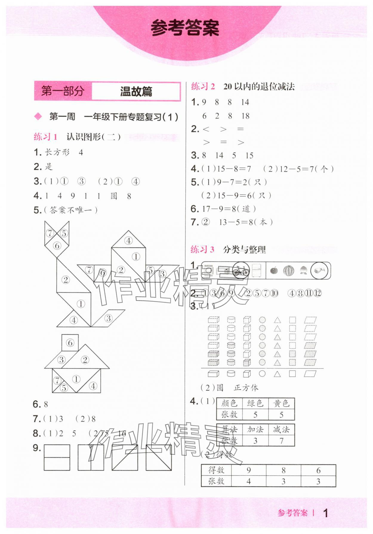 2024年木頭馬暑假一本通一升二數學 參考答案第1頁