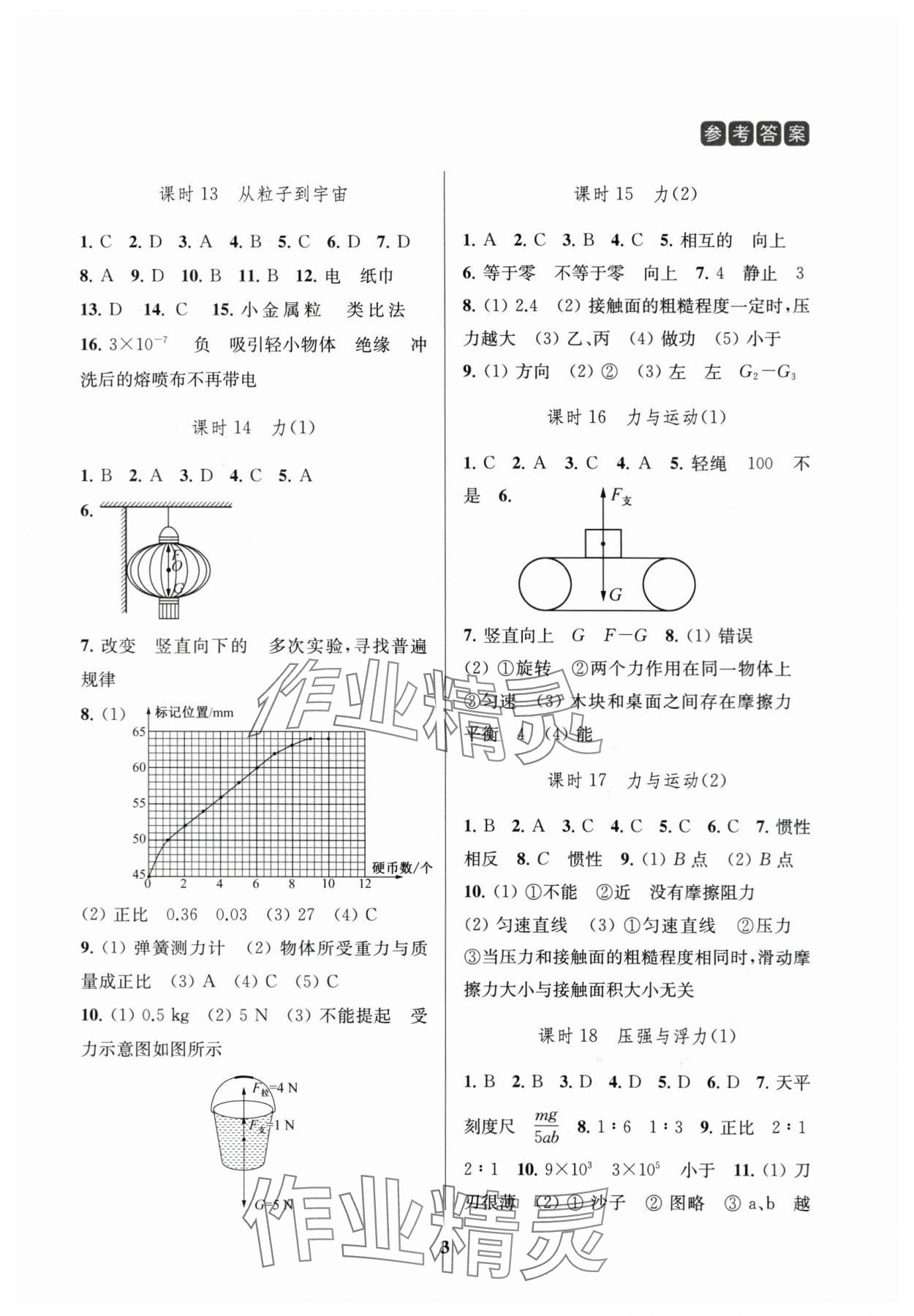 2024年新课程新理念新题型中考一轮复习中考物理&nbsp;参考答案第3页