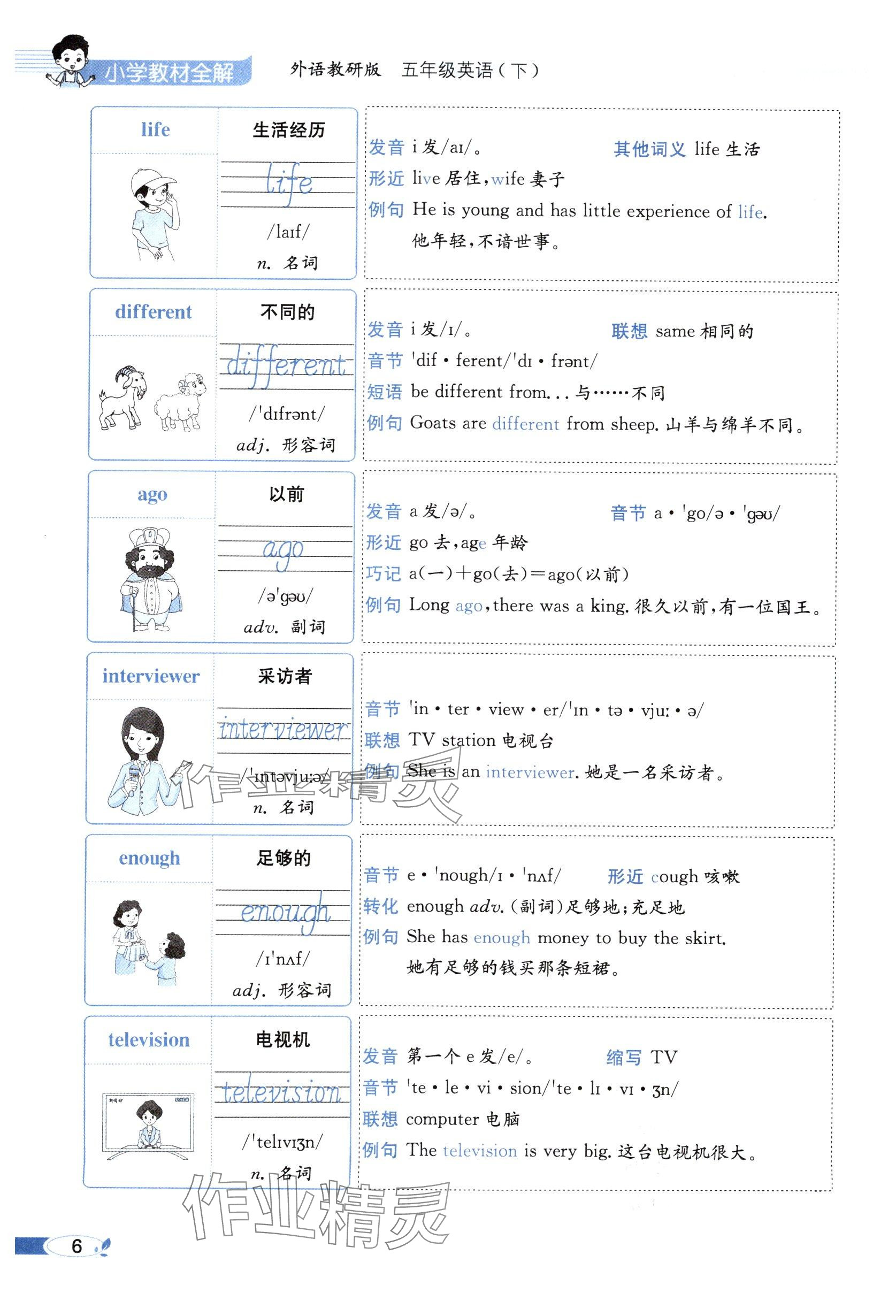 2025年教材課本五年級英語下冊外研版 參考答案第6頁