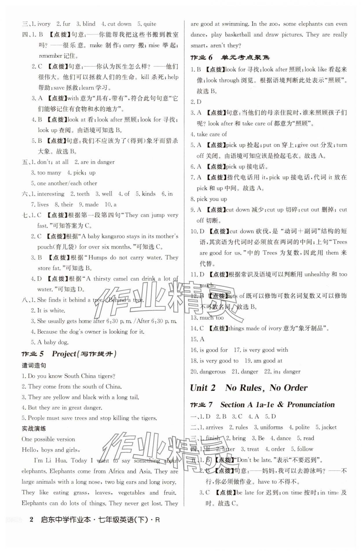 2025年啟東中學作業本七年級英語下冊人教版 第2頁