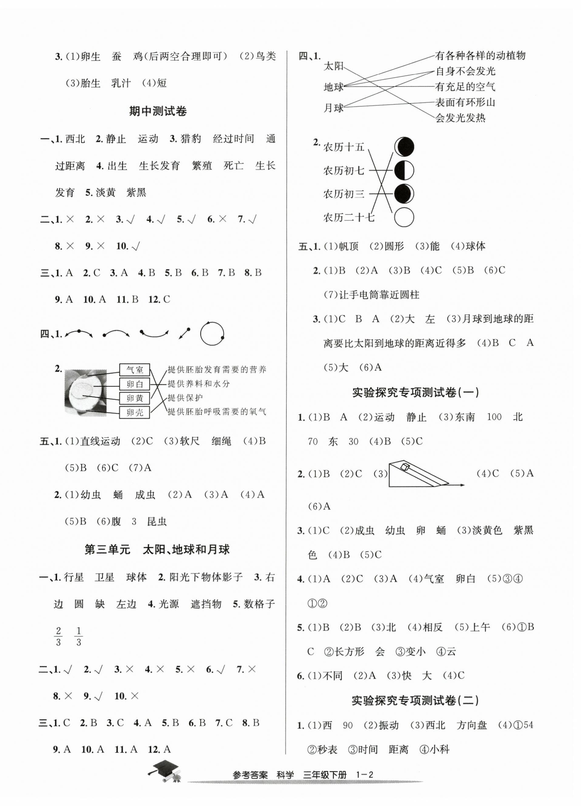 2025年期末直通车三年级科学下册浙教版 参考答案第2页