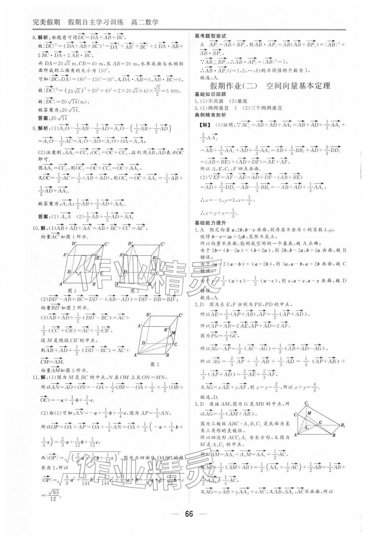 2026年完美假期假期自主学习训练高二数学&nbsp;第2页
