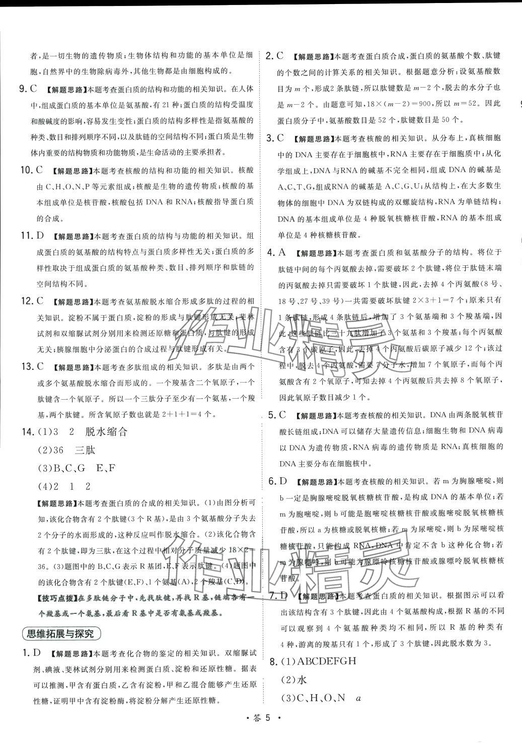 2024年天利38套對(duì)接高考單元專題測試卷高中生物必修1人教版 第5頁