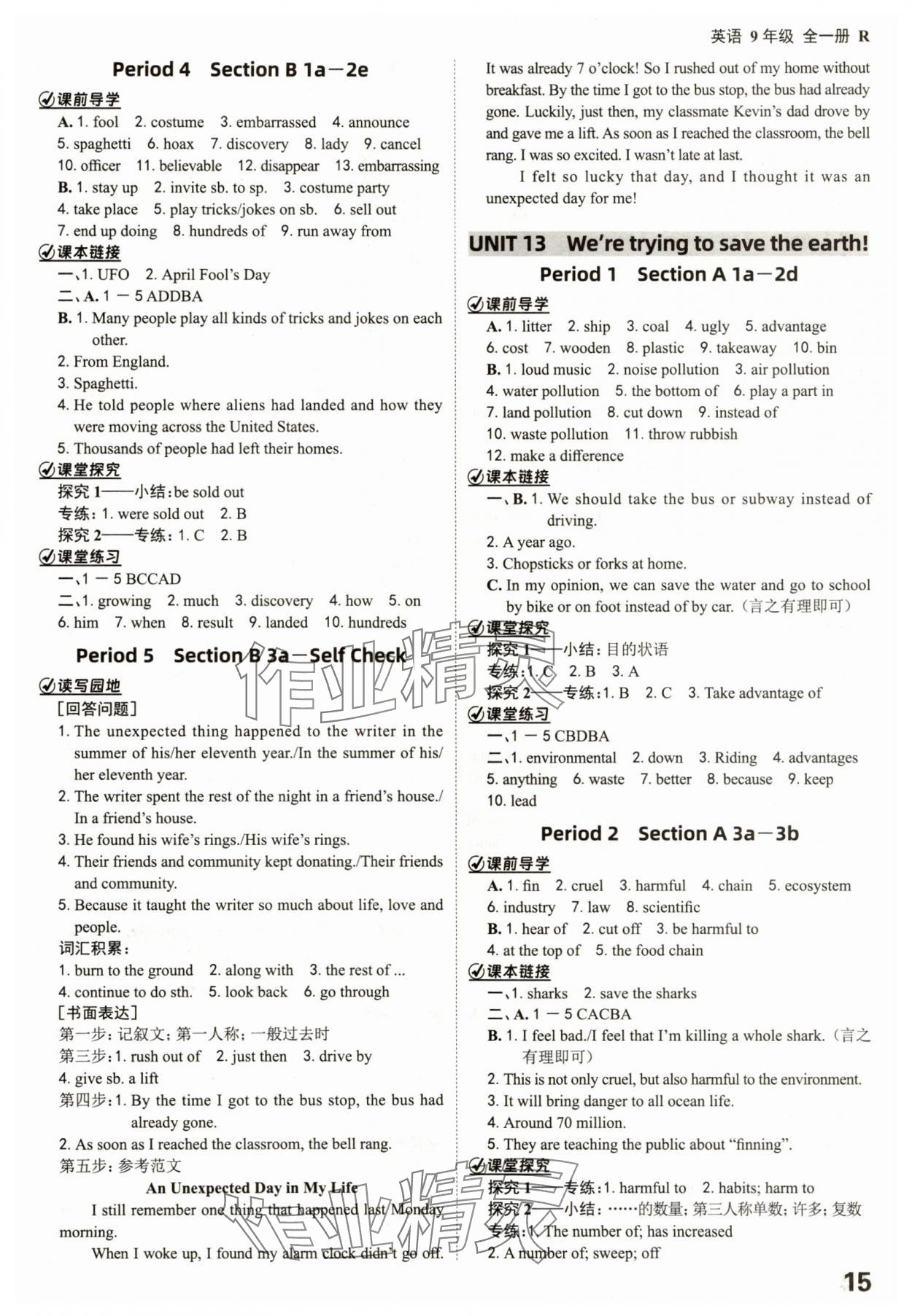 2025年全程突破九年級英語全一冊人教版 參考答案第15頁
