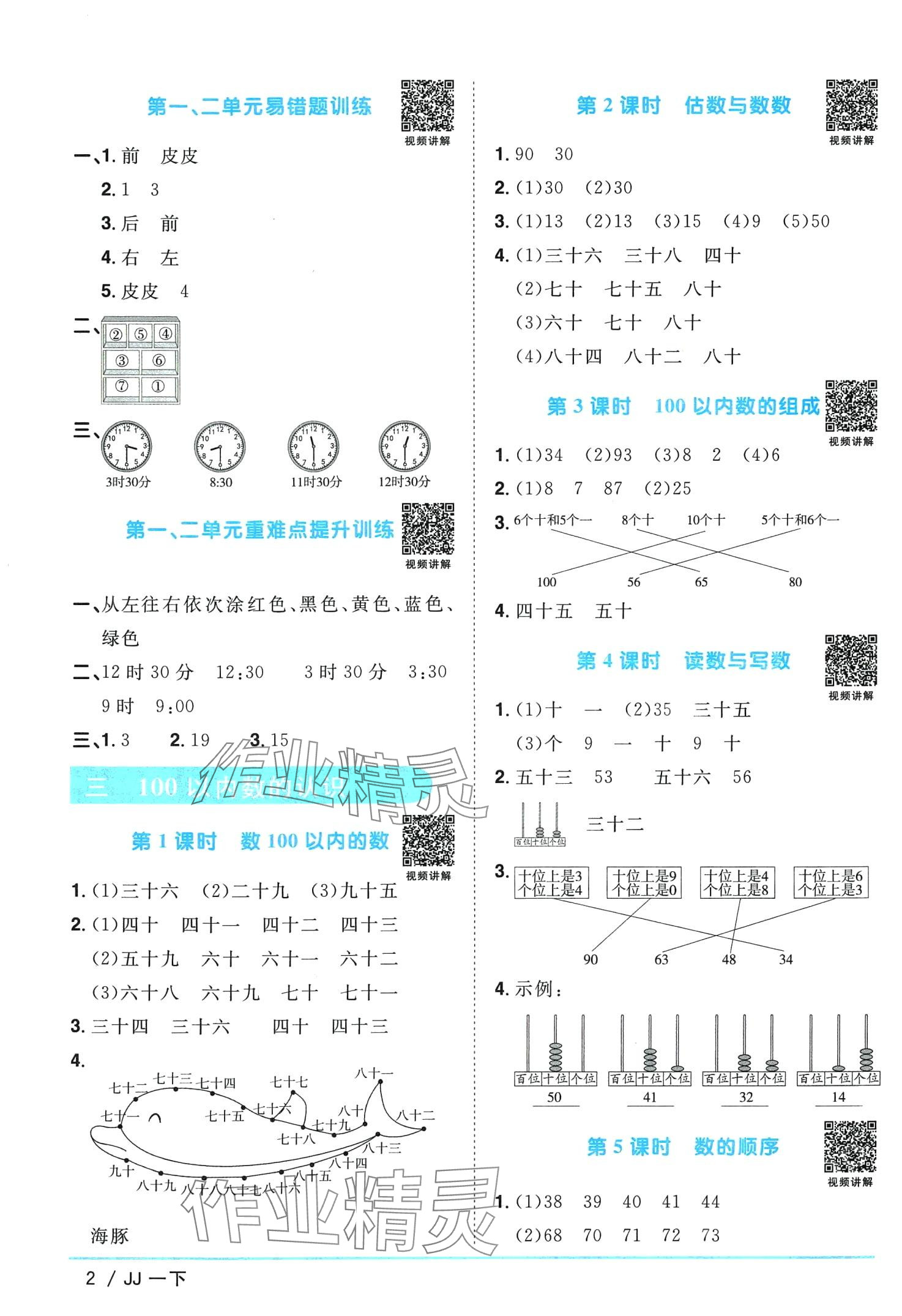 2024年陽光同學(xué)課時優(yōu)化作業(yè)一年級數(shù)學(xué)下冊冀教版 第2頁