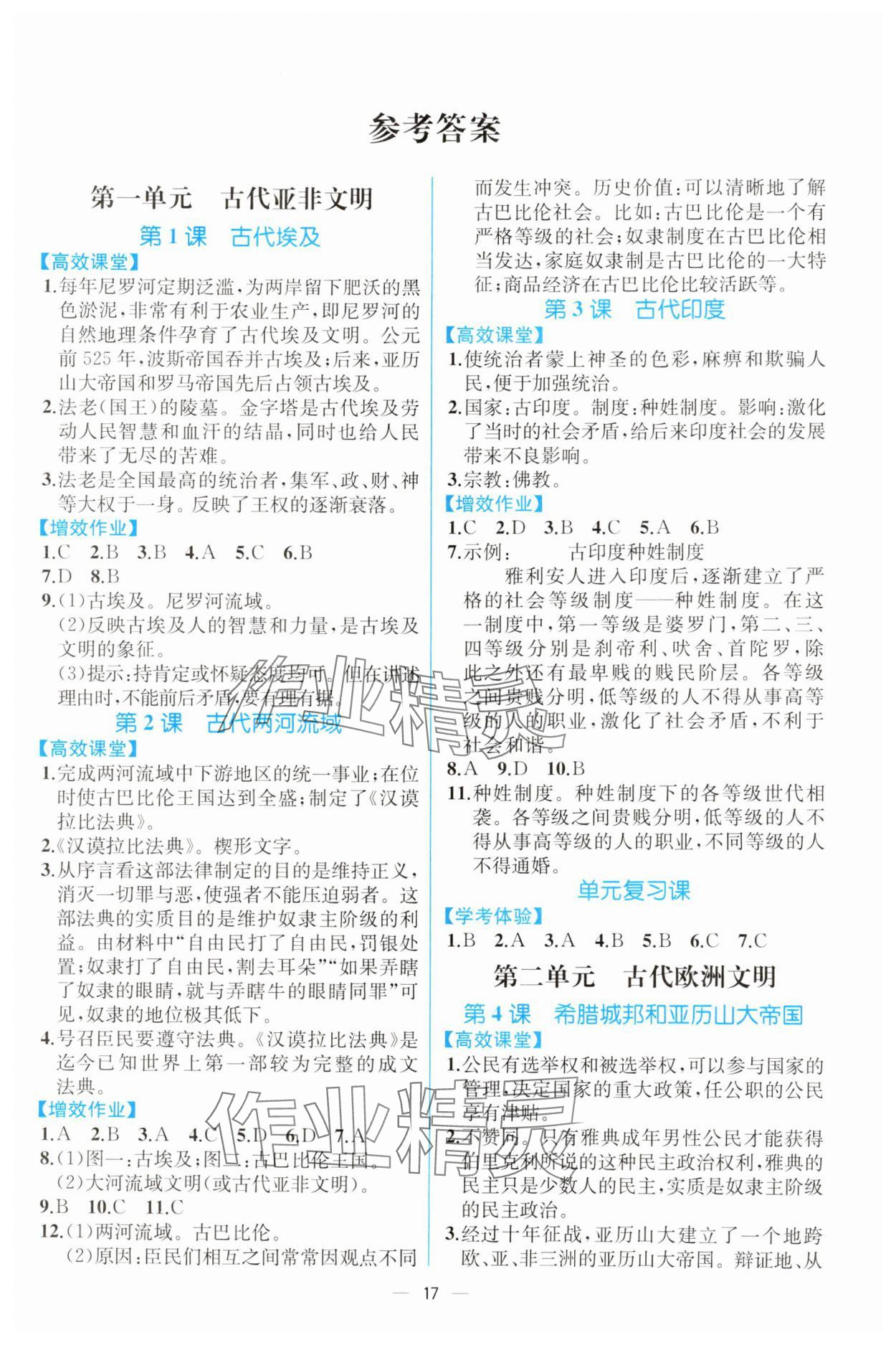 2025年人教金学典同步解析与测评九年级历史上册人教版云南专版 第1页