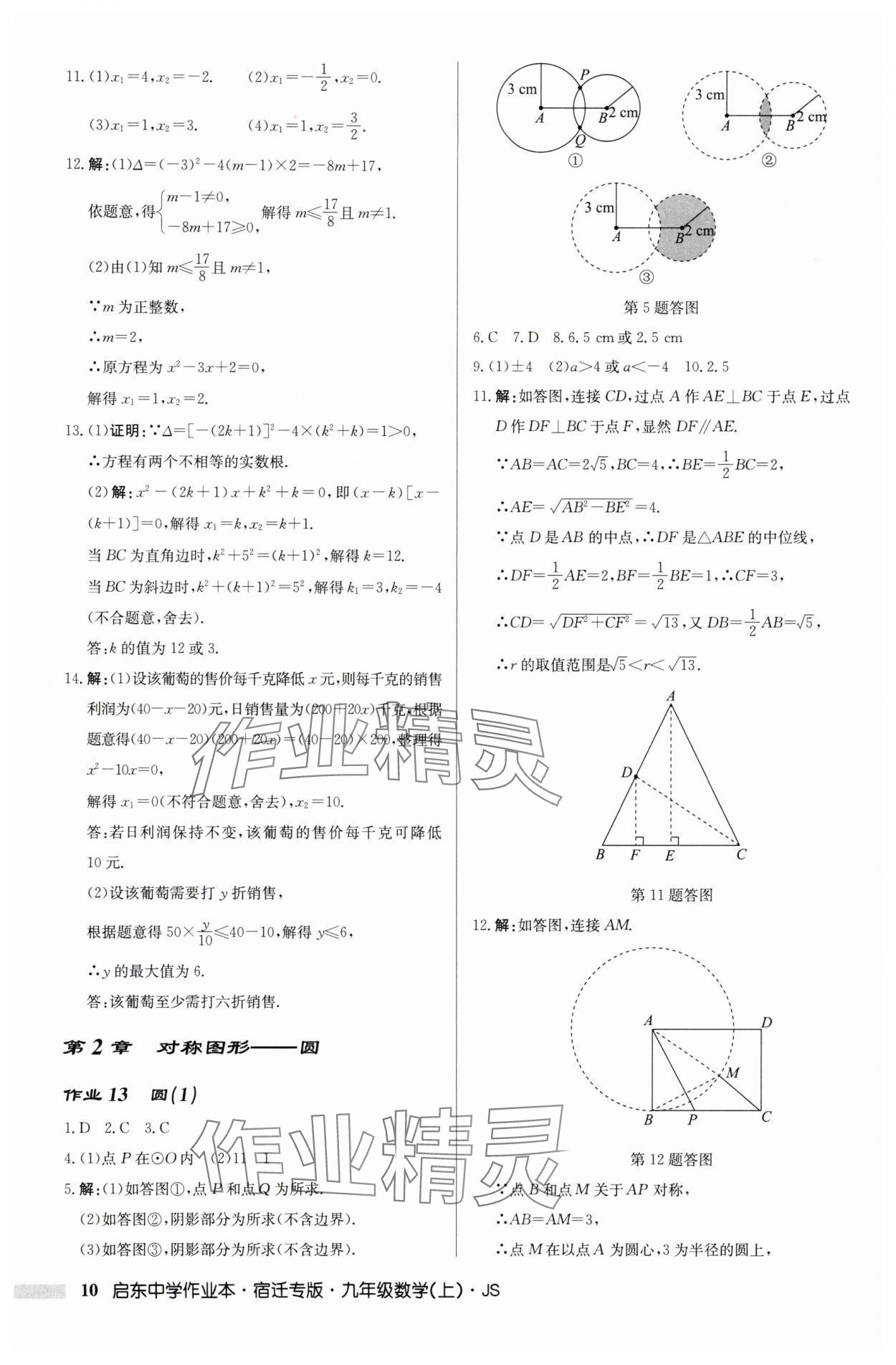 2025年啟東中學作業(yè)本九年級數(shù)學上冊蘇科版宿遷專版 第10頁
