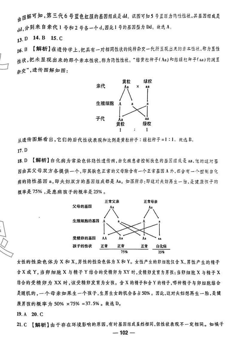 2024年單元專題測試一卷通八年級生物下冊通用版 參考答案第4頁