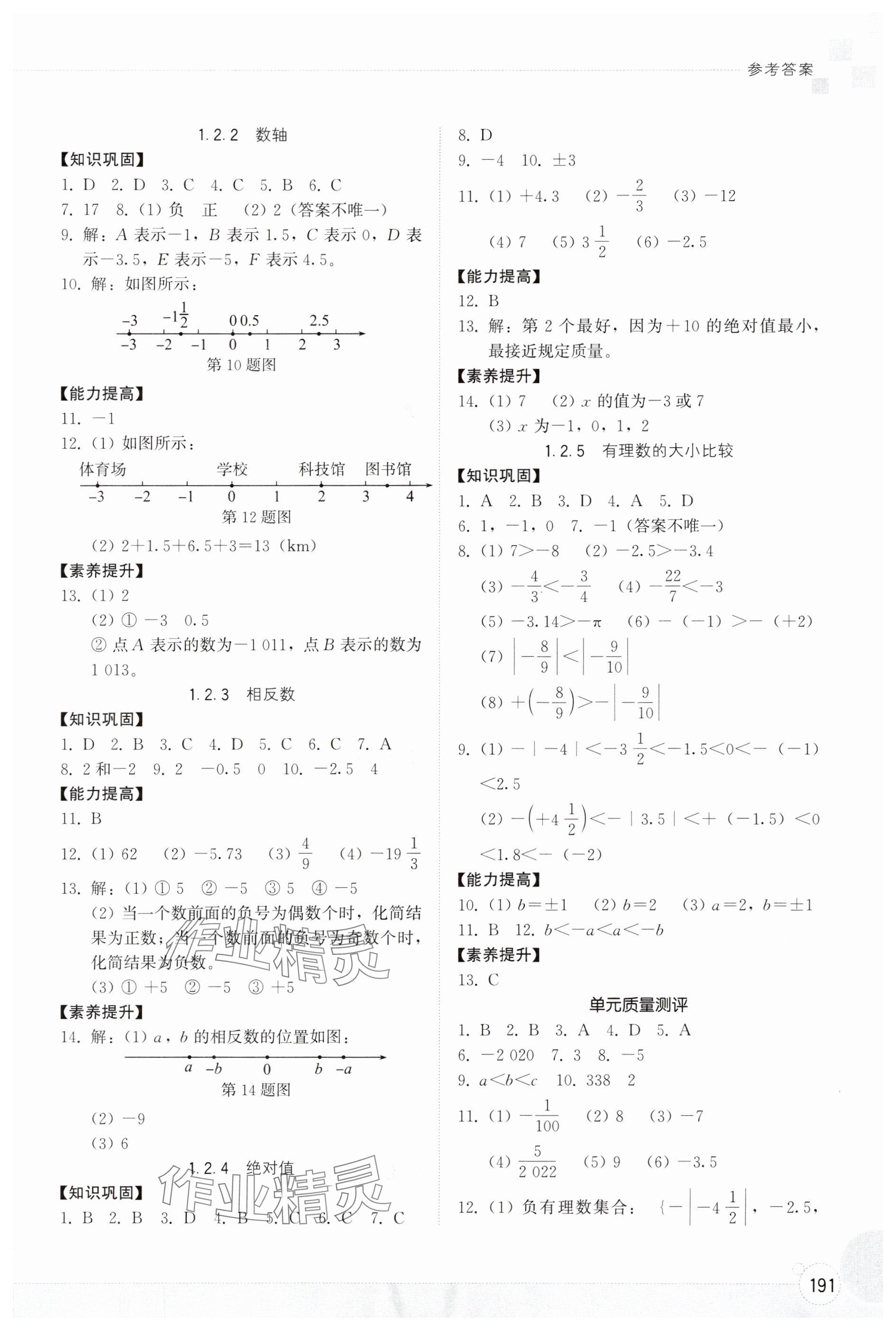 2024年同步練習(xí)冊(cè)山東教育出版社七年級(jí)數(shù)學(xué)上冊(cè)人教版 參考答案第2頁(yè)