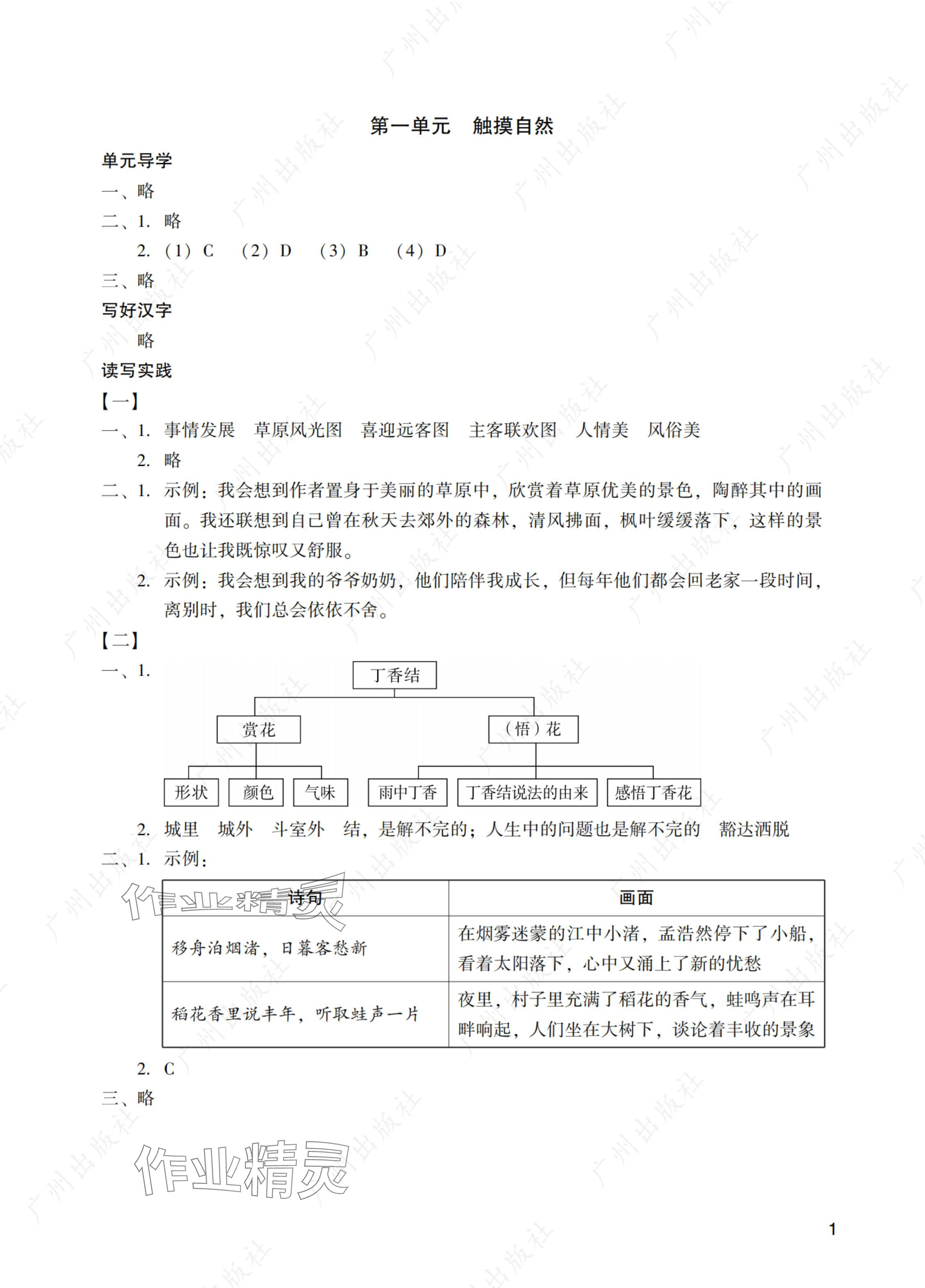 2024年陽光學(xué)業(yè)評價六年級語文上冊人教版 參考答案第1頁