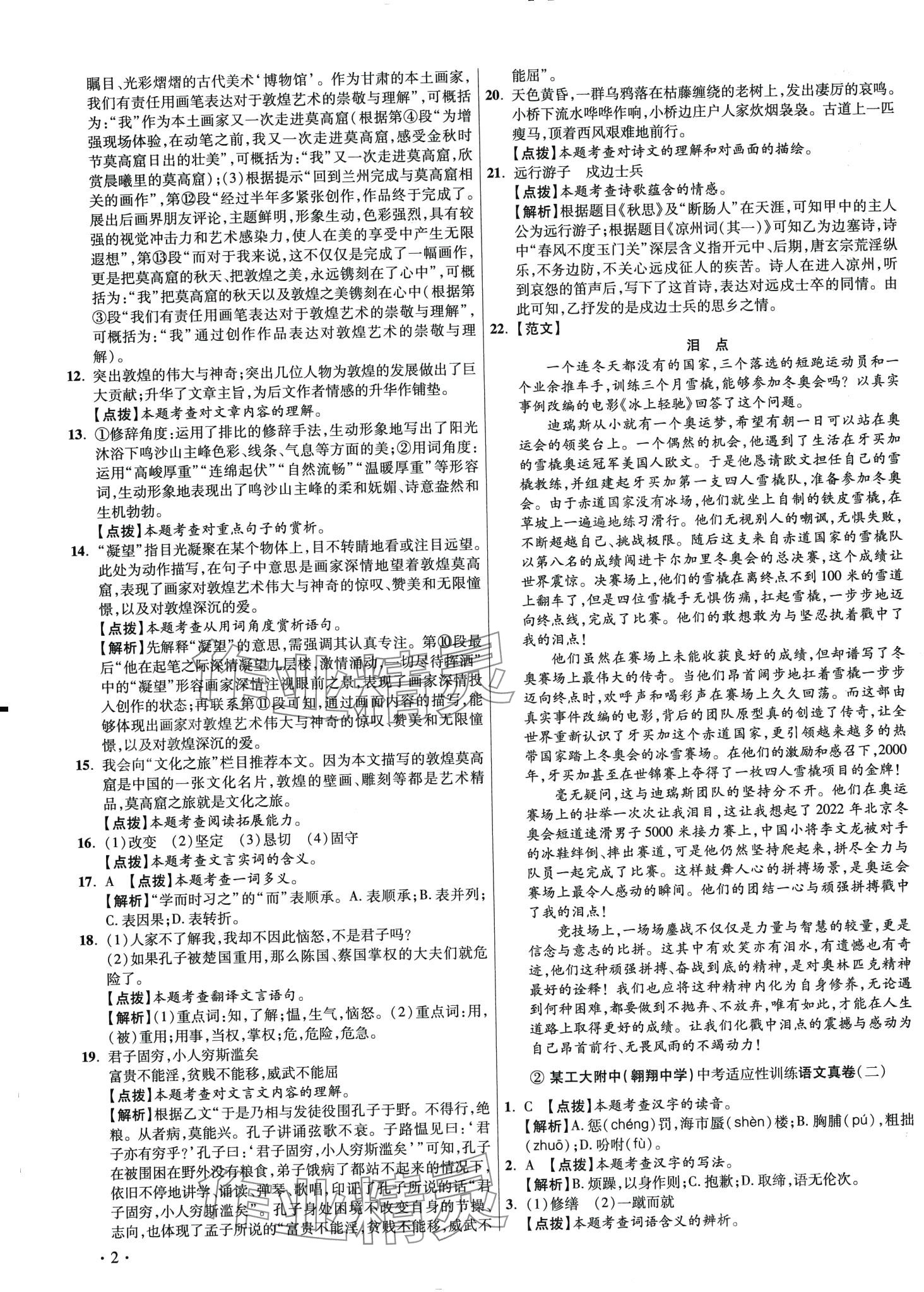 2024年初中畢業(yè)升學(xué)真題詳解語(yǔ)文中考陜西專版 第2頁(yè)