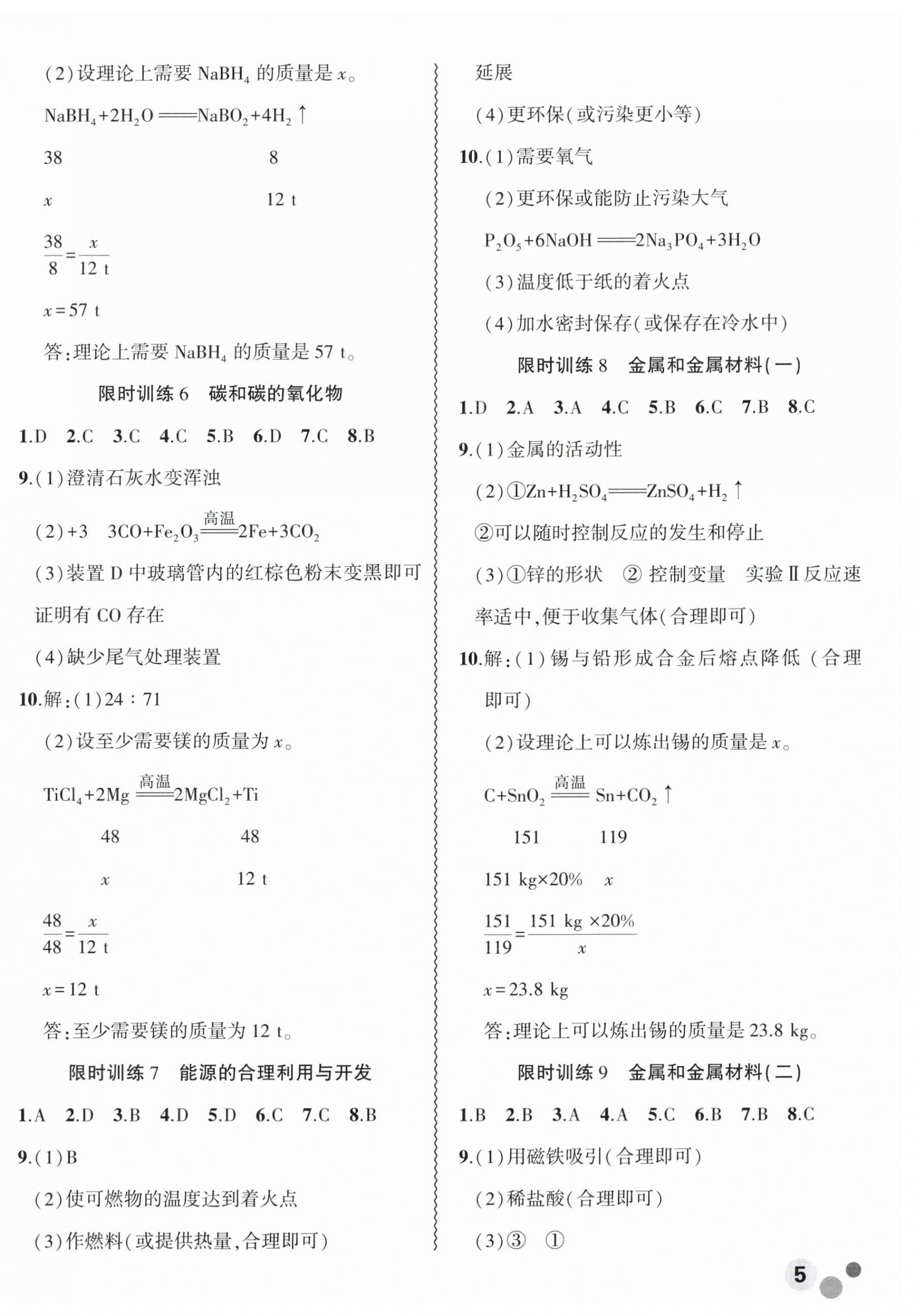 2026年假期总动员寒假必刷题九年级化学人教版&nbsp;第2页