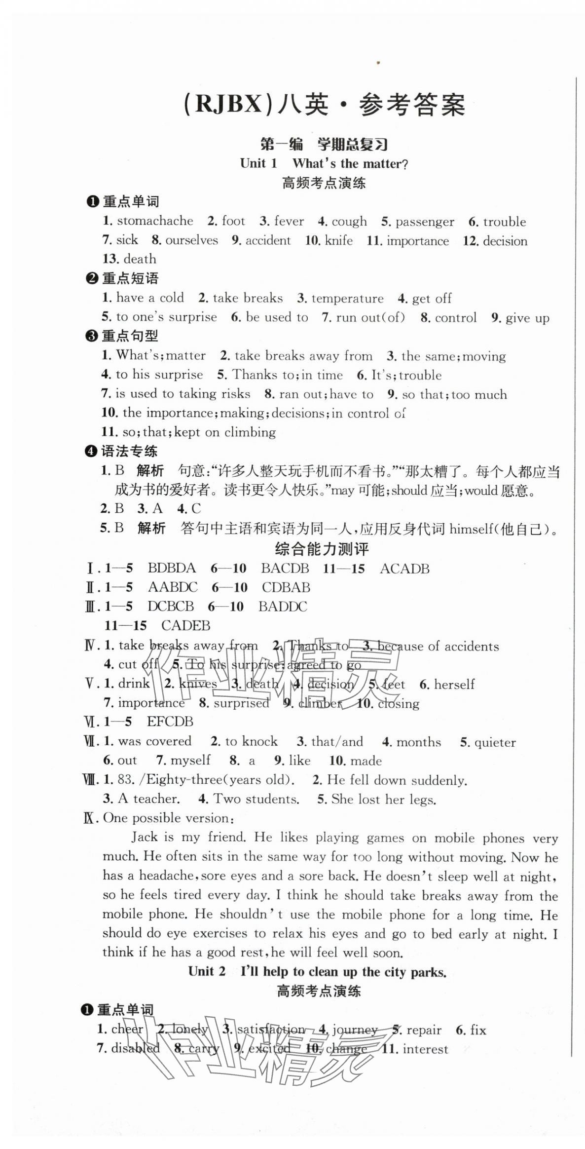 2025年名師幫學期總復習八年級英語人教版 第1頁
