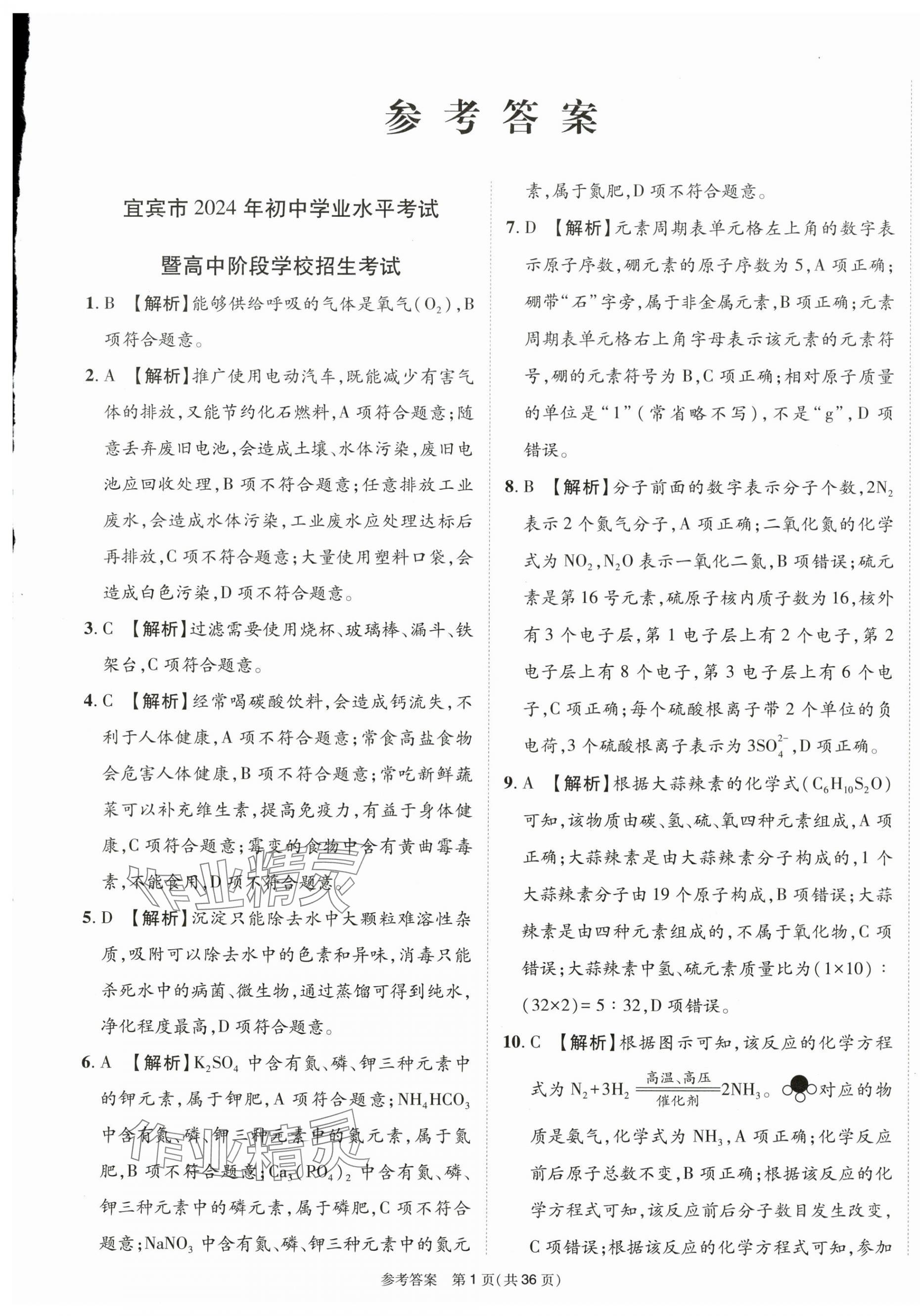2025年中考模拟及真题精选化学中考四川专版 第1页