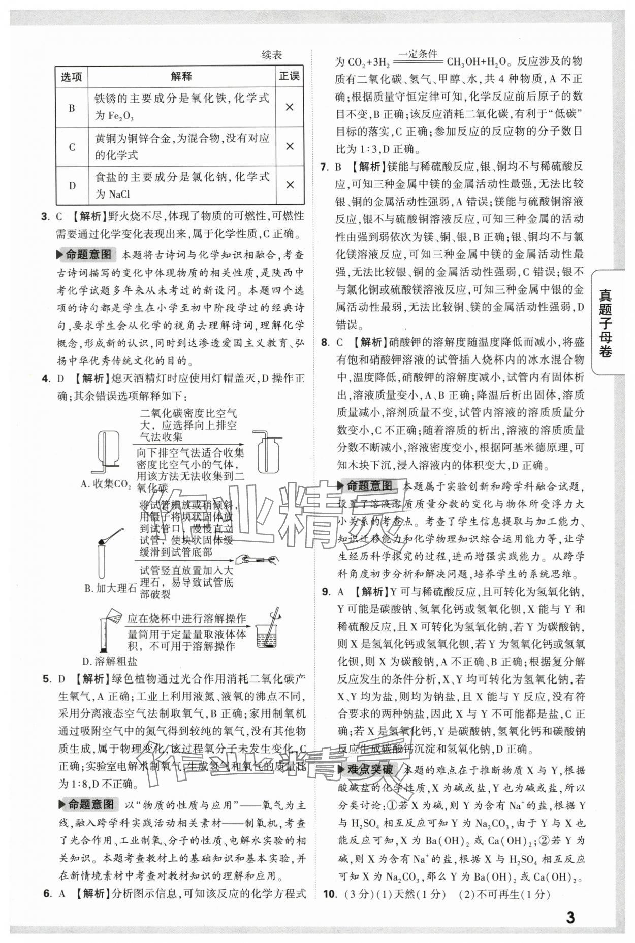 2024年万唯中考真题子母卷化学陕西专版&nbsp;第3页