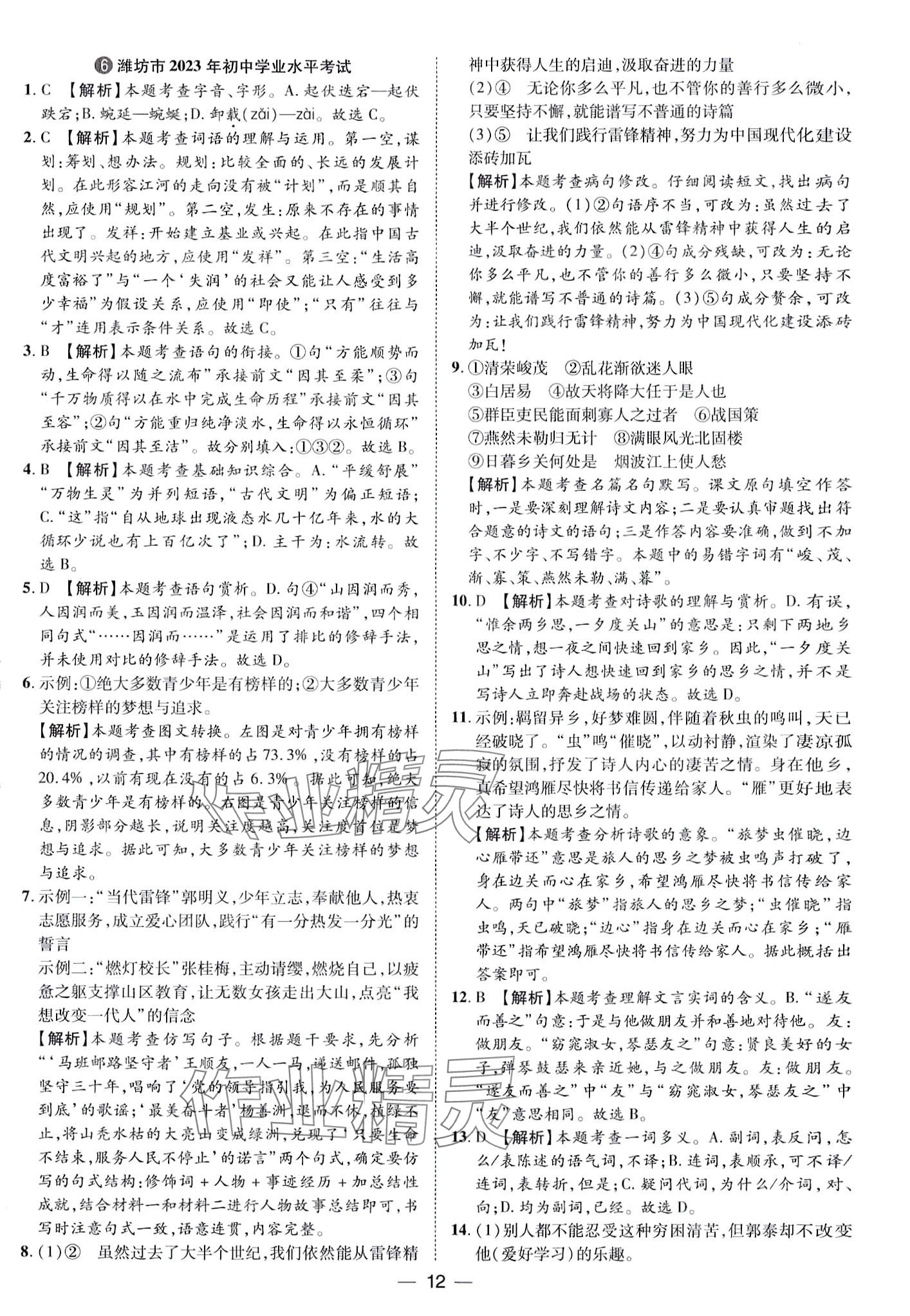 2024年鲁人泰斗中考必备中考试题汇编语文山东专版&nbsp;第12页