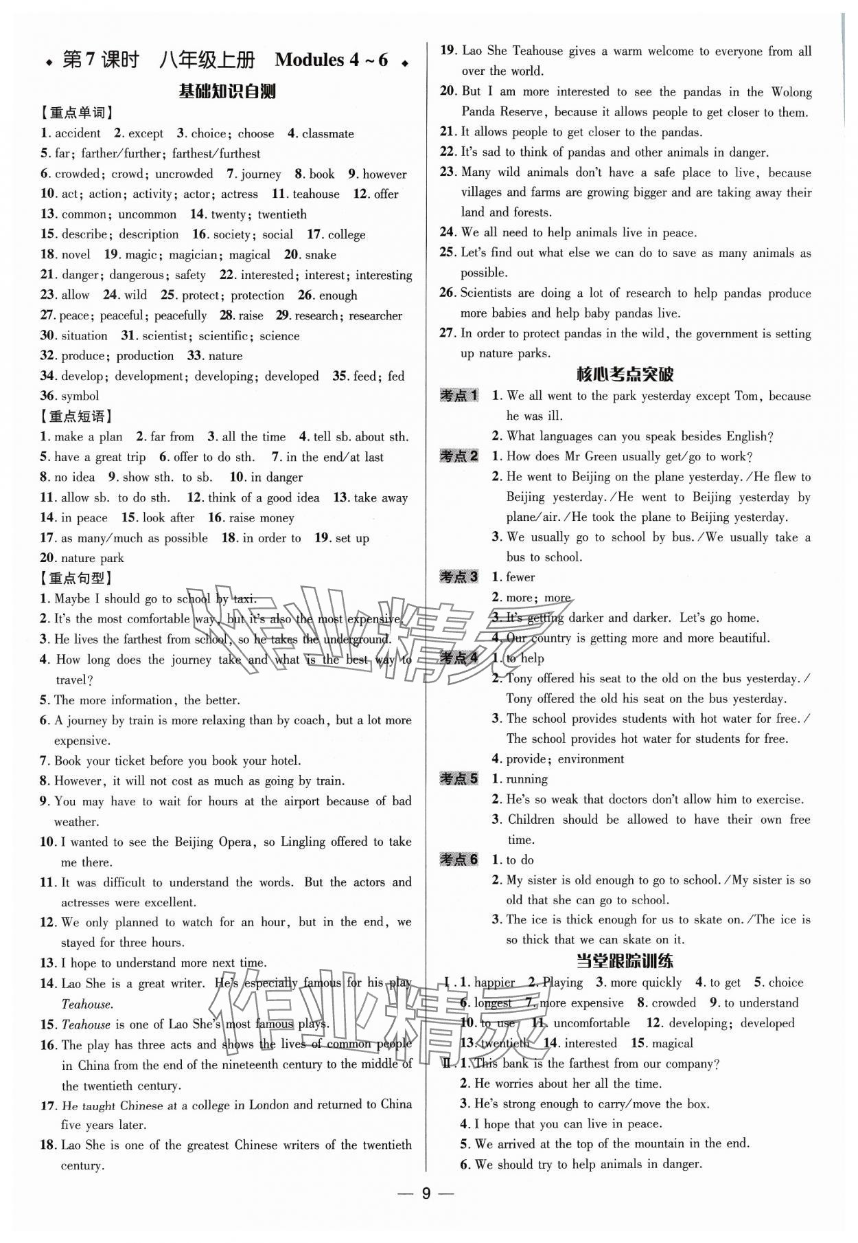 2024年中考對策英語外研版濰坊專版&nbsp;參考答案第9頁